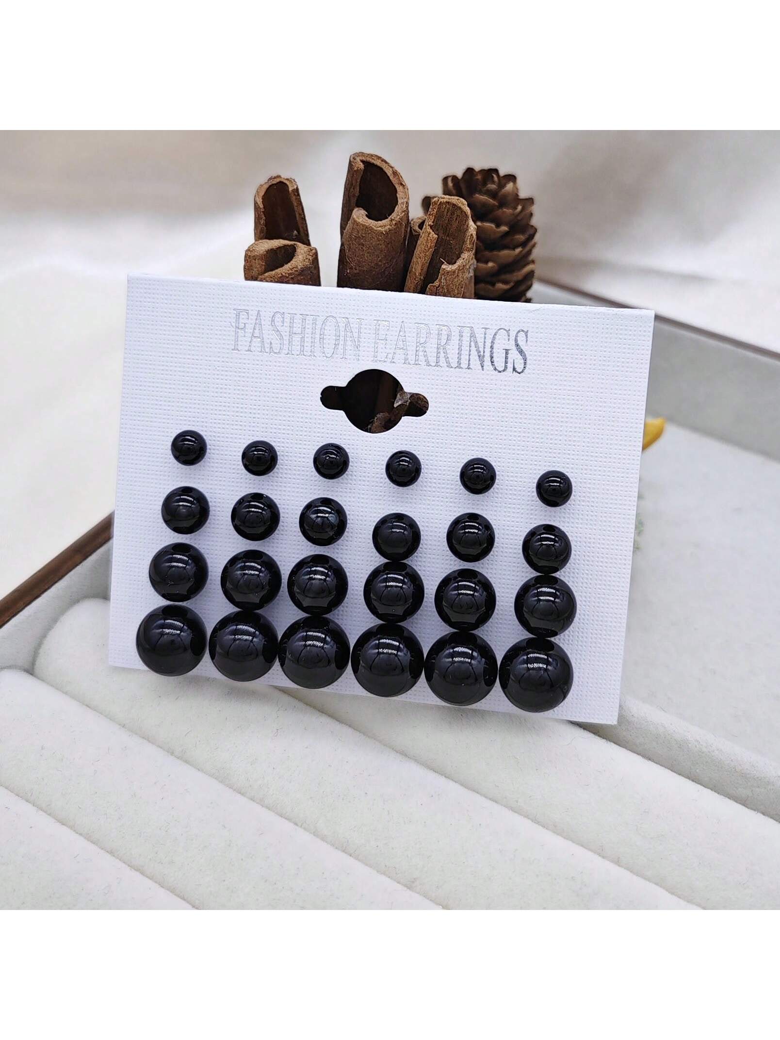 24pcs Cross-Border European And Korean Style Simple And Classic Pearl Earrings Set For Women