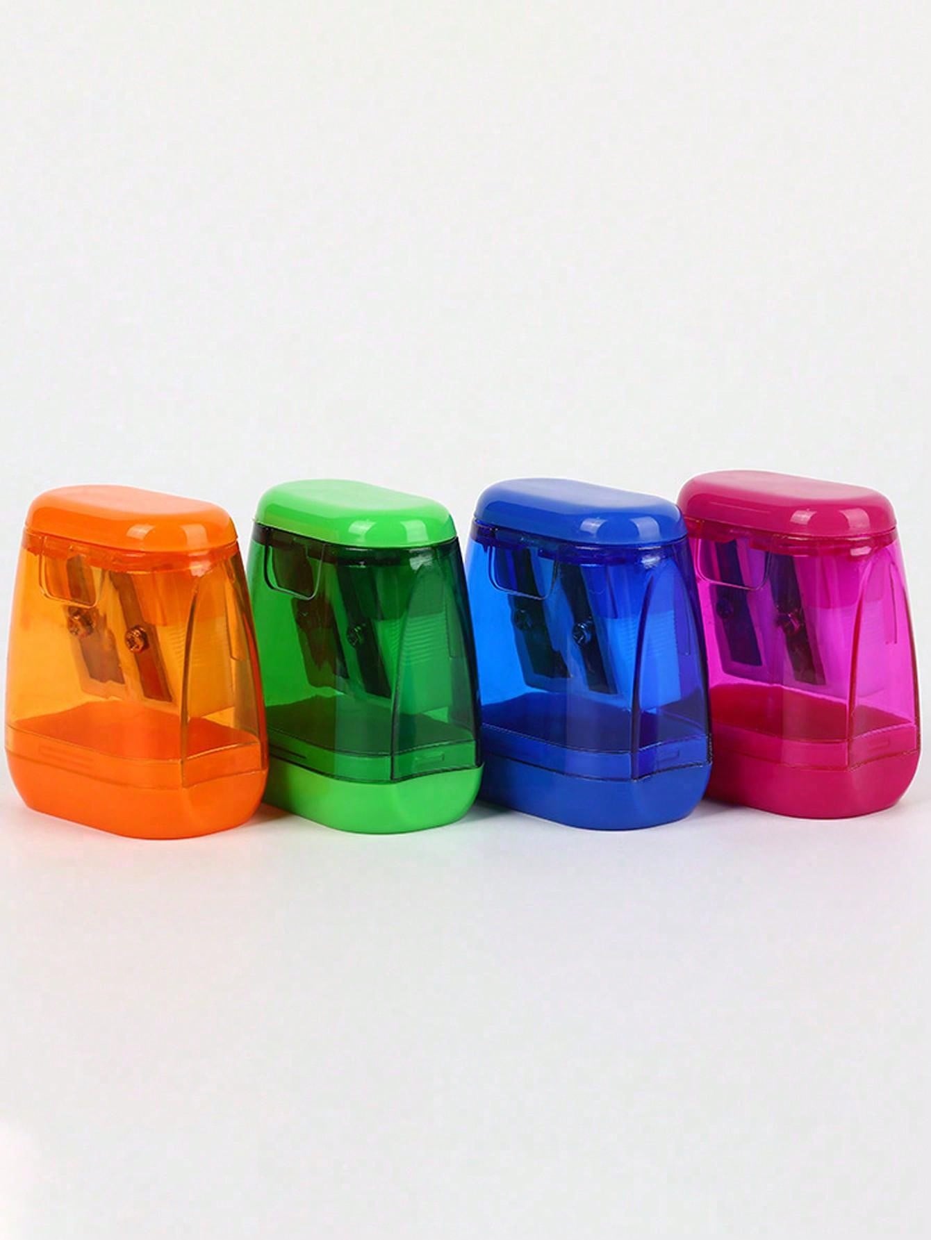 4PCS Manual Pencil Sharpeners - Double Hole Compact Handheld Design For Kids, Students, Classrooms & Home Offices(Random Color)