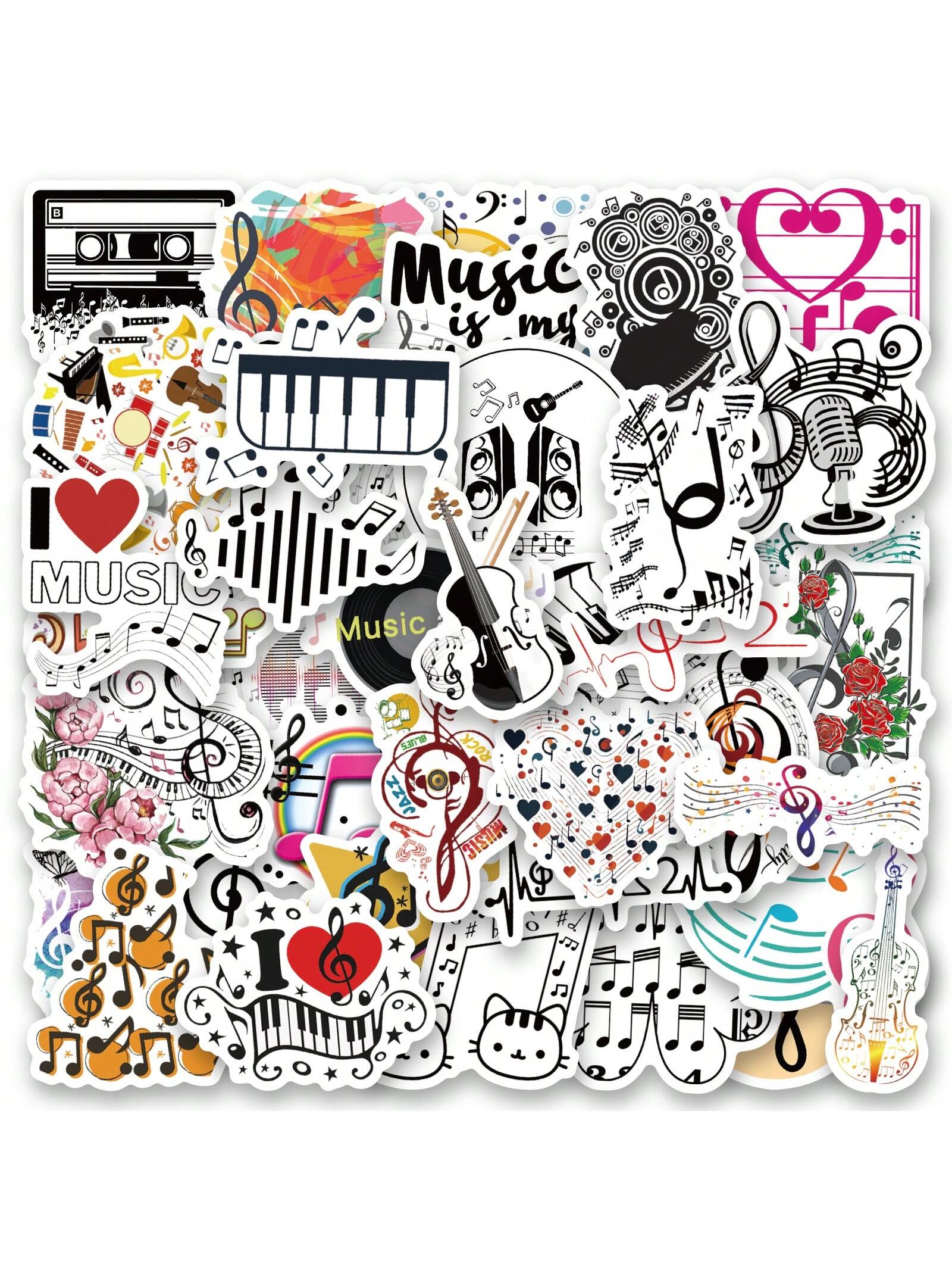 50PCS Music Stickers Vinyl Aesthetics Stickers For Scrapbooking, Diary, Laptop, Bumper, Skateboard, Water Bottle, Computer, Phone, Cartoon, Hard Hat, Car Stickers And Decals