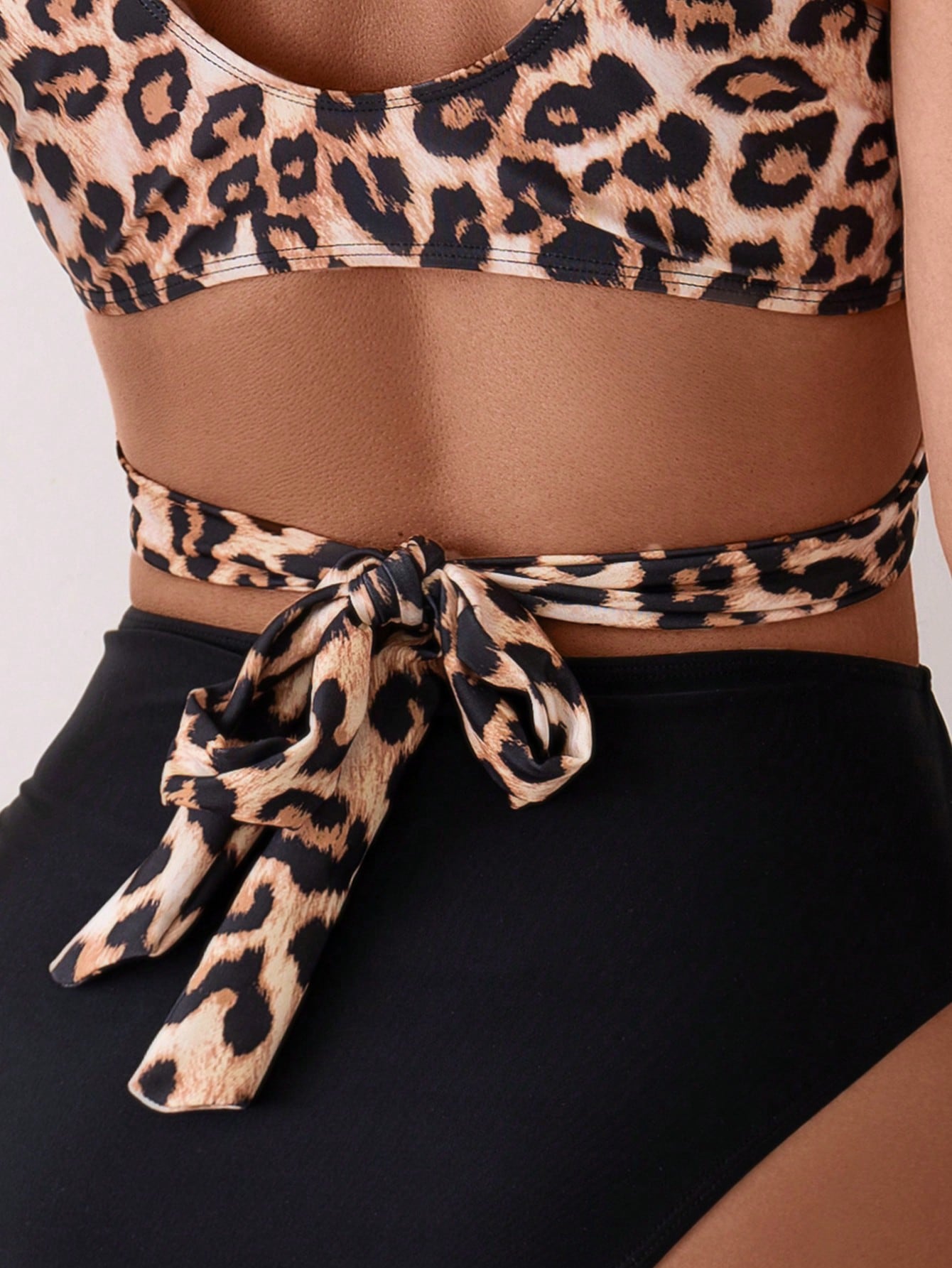 Swim Leopard Ring Linked Cut Out One Piece Swimsuit