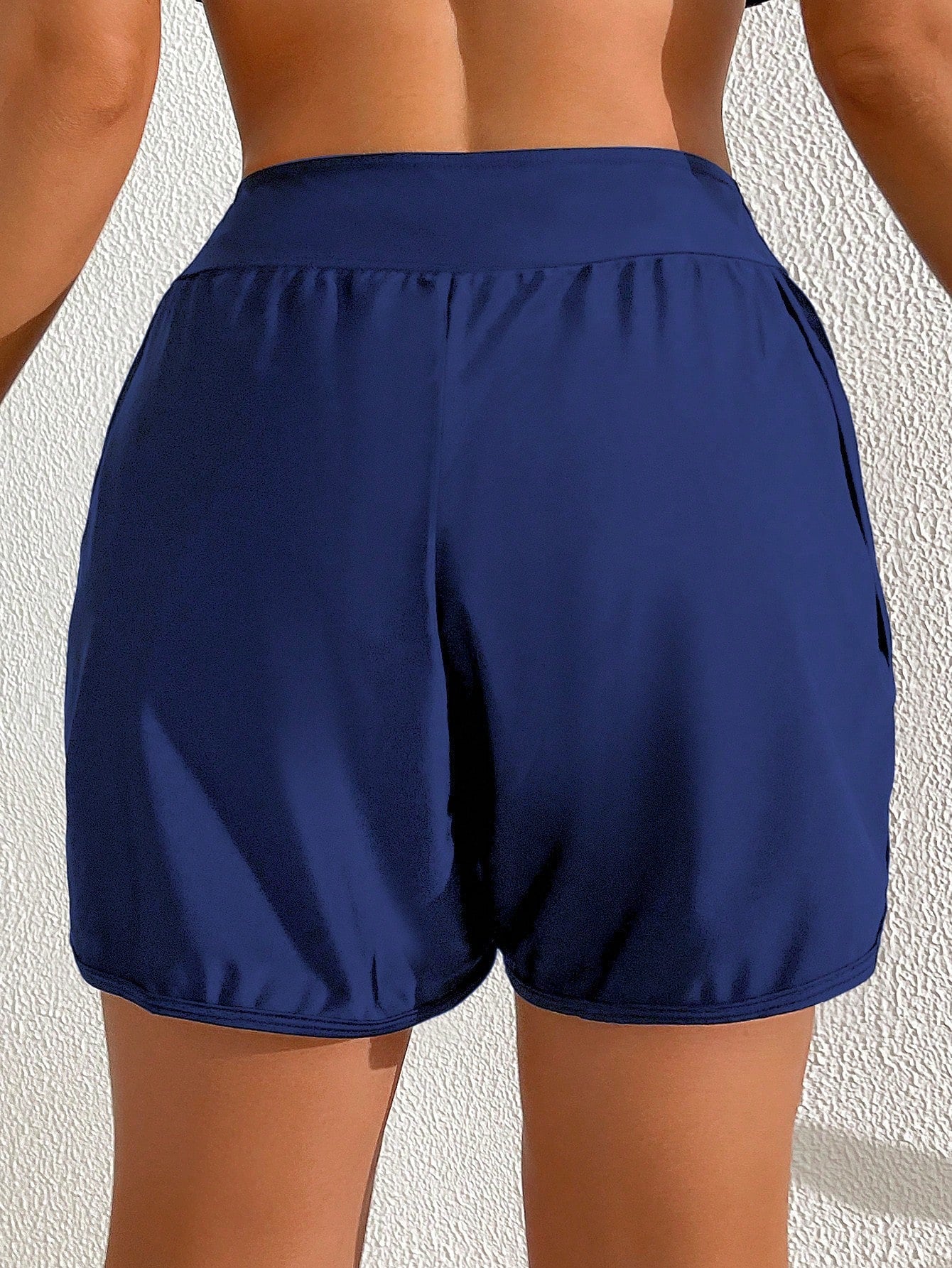 Swim Solid Wideband Waist 2 In 1 Dolphin Hem Boardshorts