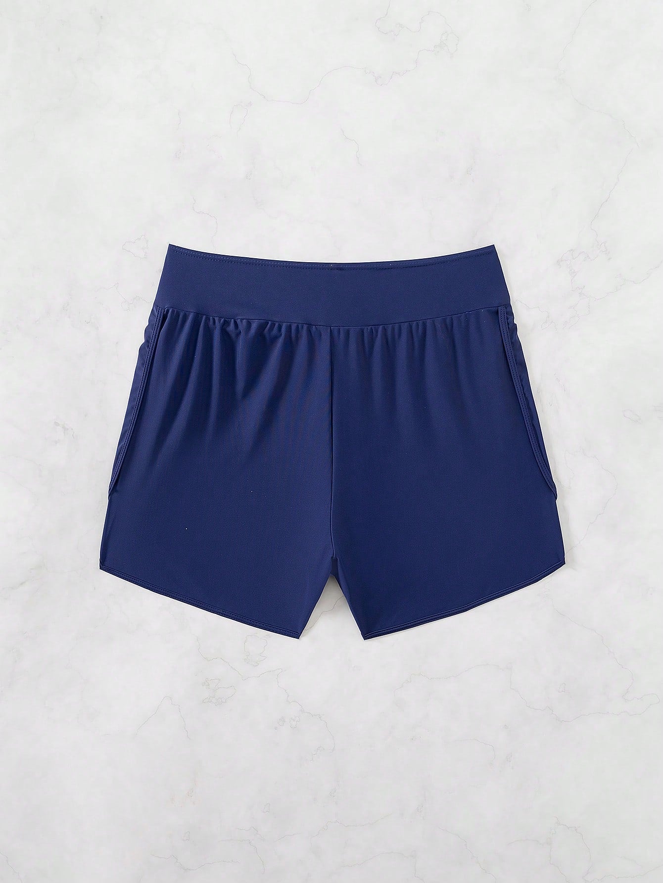 Swim Solid Wideband Waist 2 In 1 Dolphin Hem Boardshorts