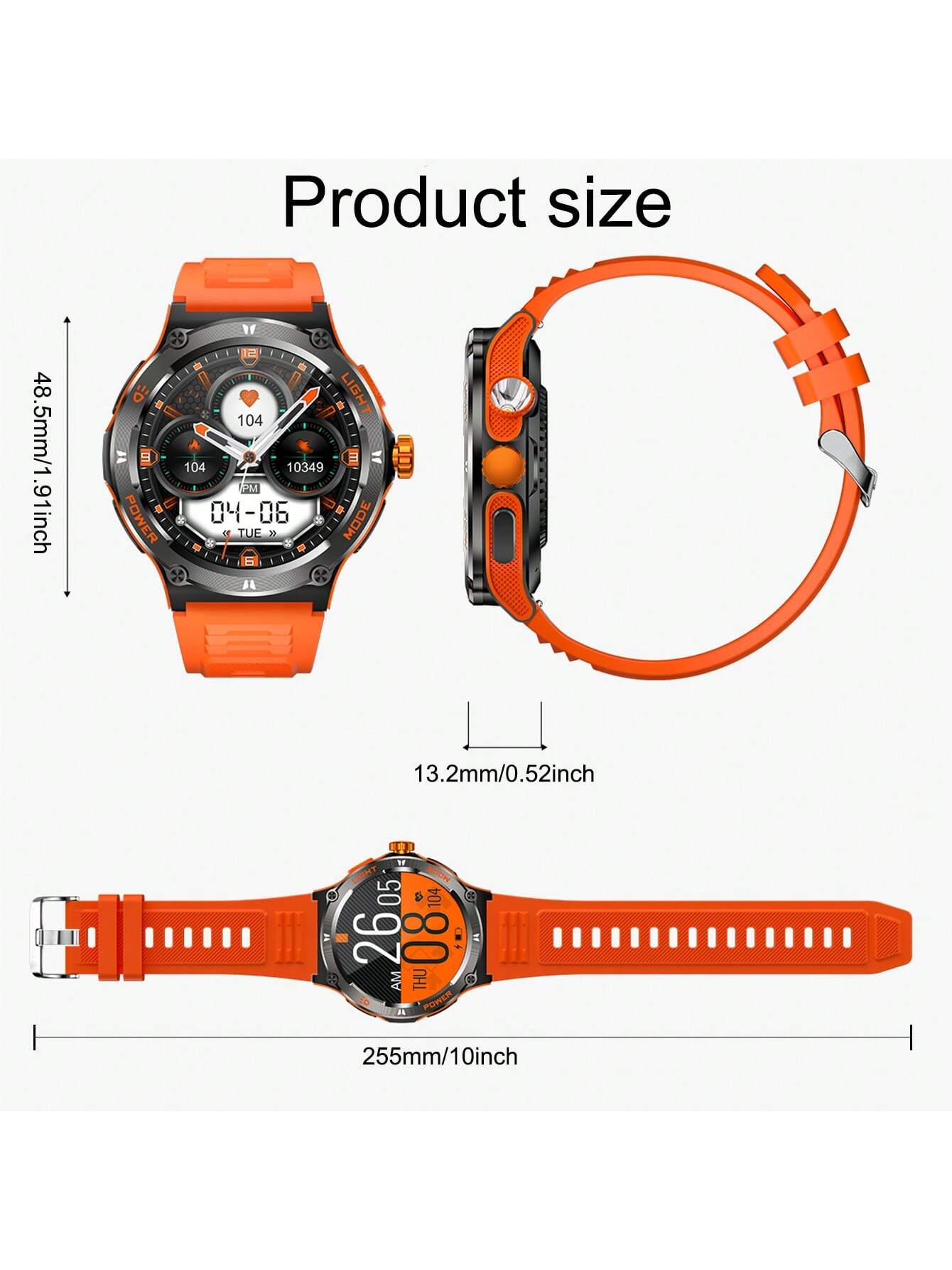 GUHUAVMI 1pc GUHUAVMI Outdoor Sports Smart Watch (Answer/Make Calls) For Men&Women, 1.53'' 360*360 HD Screen Watch With Wireless Call, Message Push, Weather, LED Flashlight, Compass, Sleep Monitoring, 100  Sport Modes Fitness Watch With Blood Pressure/Ox