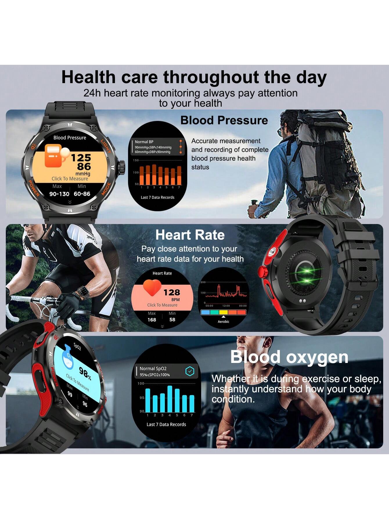 GUHUAVMI 1pc GUHUAVMI Outdoor Sports Smart Watch (Answer/Make Calls) For Men&Women, 1.53'' 360*360 HD Screen Watch With Wireless Call, Message Push, Weather, LED Flashlight, Compass, Sleep Monitoring, 100  Sport Modes Fitness Watch With Blood Pressure/Ox