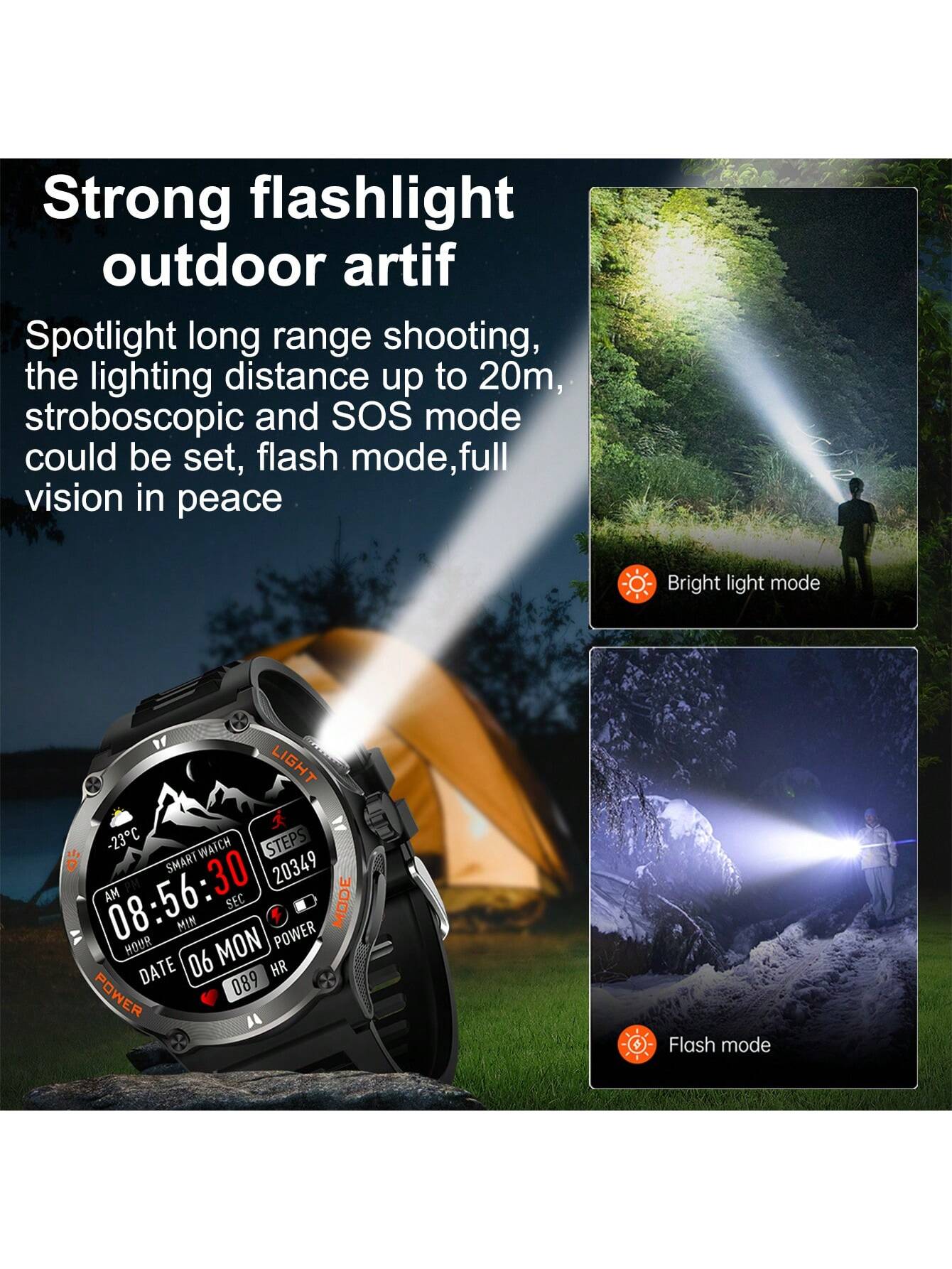 GUHUAVMI 1pc GUHUAVMI Outdoor Sports Smart Watch (Answer/Make Calls) For Men&Women, 1.53'' 360*360 HD Screen Watch With Wireless Call, Message Push, Weather, LED Flashlight, Compass, Sleep Monitoring, 100  Sport Modes Fitness Watch With Blood Pressure/Ox