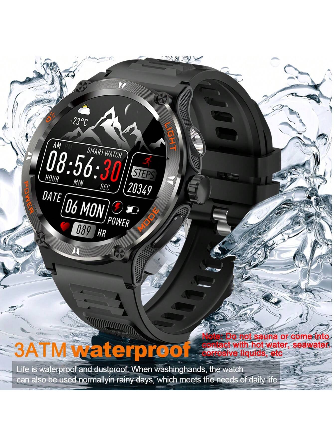 GUHUAVMI 1pc GUHUAVMI Outdoor Sports Smart Watch (Answer/Make Calls) For Men&Women, 1.53'' 360*360 HD Screen Watch With Wireless Call, Message Push, Weather, LED Flashlight, Compass, Sleep Monitoring, 100  Sport Modes Fitness Watch With Blood Pressure/Ox