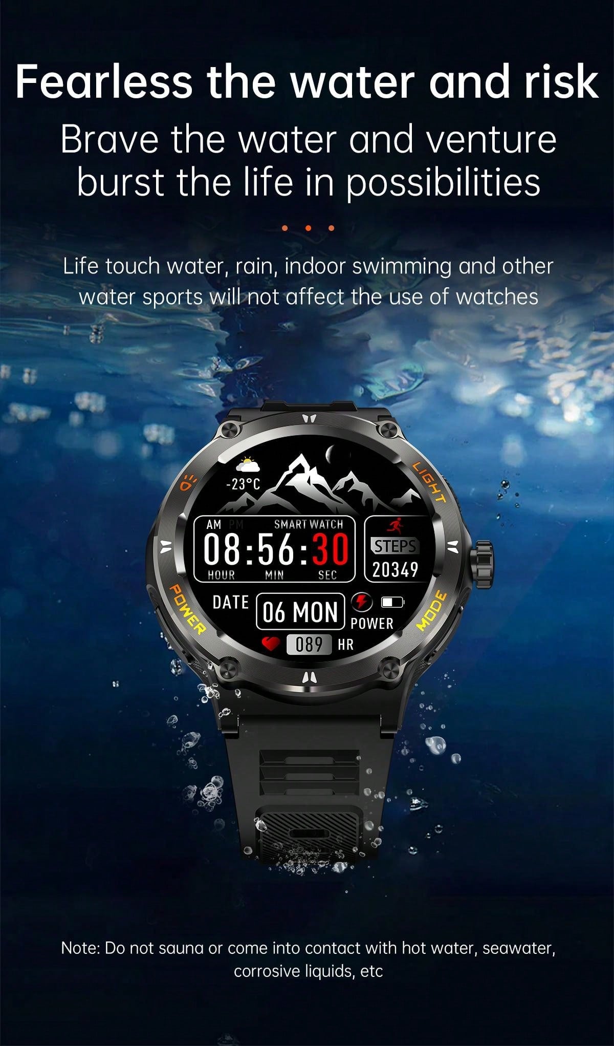 GUHUAVMI 1pc GUHUAVMI Outdoor Sports Smart Watch (Answer/Make Calls) For Men&Women, 1.53'' 360*360 HD Screen Watch With Wireless Call, Message Push, Weather, LED Flashlight, Compass, Sleep Monitoring, 100  Sport Modes Fitness Watch With Blood Pressure/Ox