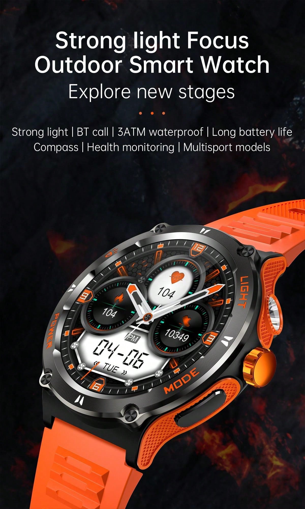 GUHUAVMI 1pc GUHUAVMI Outdoor Sports Smart Watch (Answer/Make Calls) For Men&Women, 1.53'' 360*360 HD Screen Watch With Wireless Call, Message Push, Weather, LED Flashlight, Compass, Sleep Monitoring, 100  Sport Modes Fitness Watch With Blood Pressure/Ox