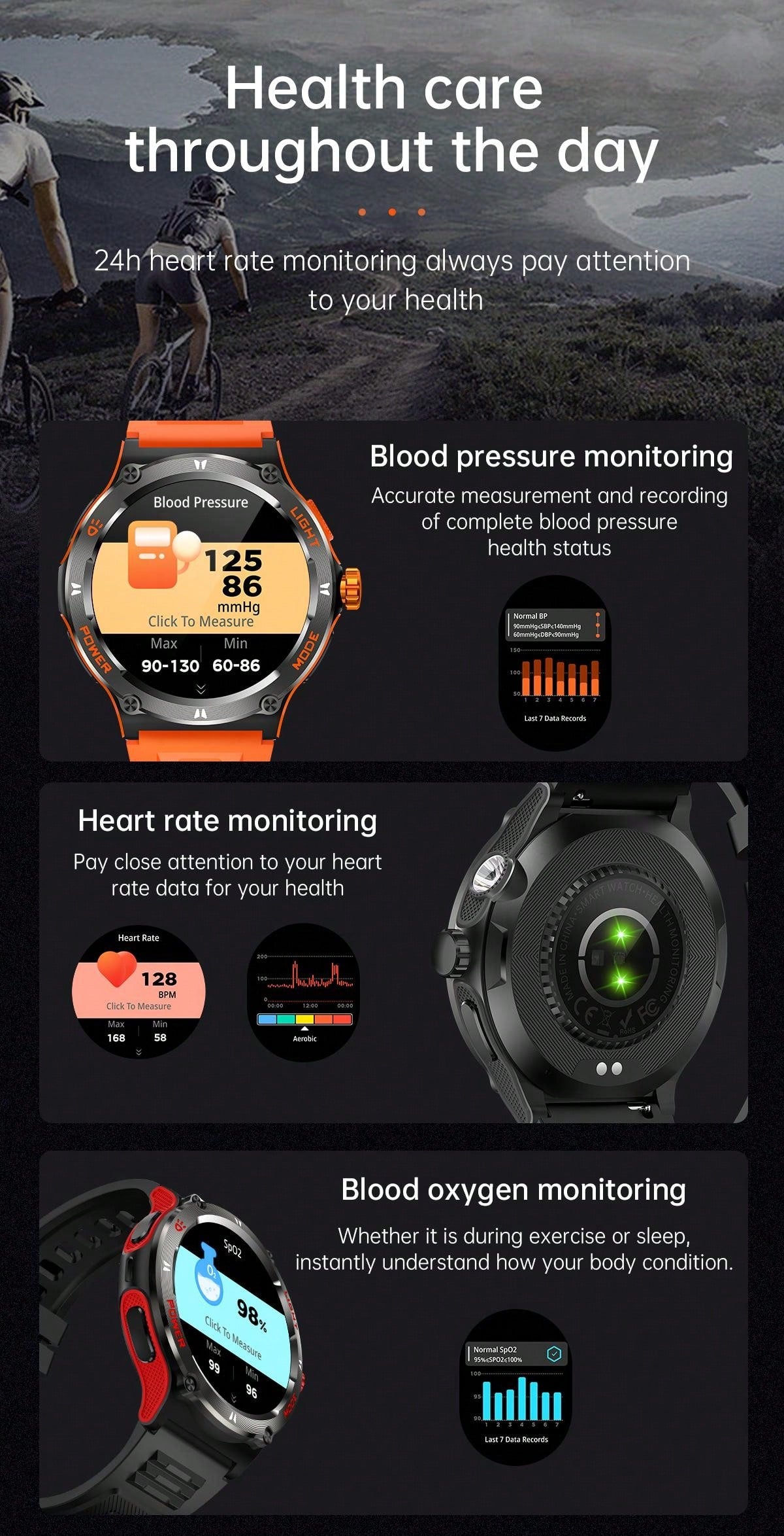 GUHUAVMI 1pc GUHUAVMI Outdoor Sports Smart Watch (Answer/Make Calls) For Men&Women, 1.53'' 360*360 HD Screen Watch With Wireless Call, Message Push, Weather, LED Flashlight, Compass, Sleep Monitoring, 100  Sport Modes Fitness Watch With Blood Pressure/Ox