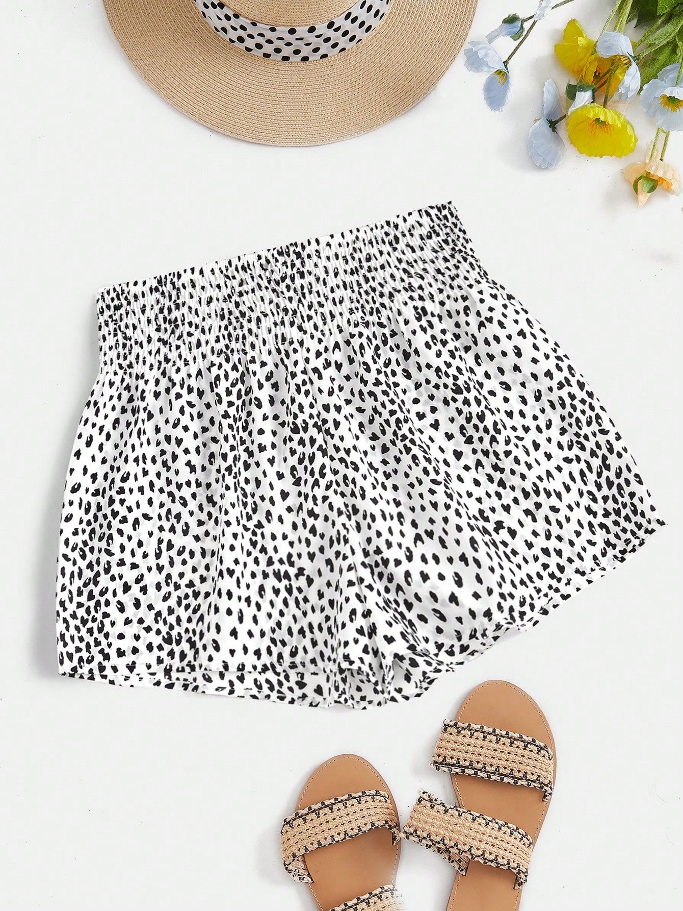 VCAY Allover Print Paperbag Waist Shorts