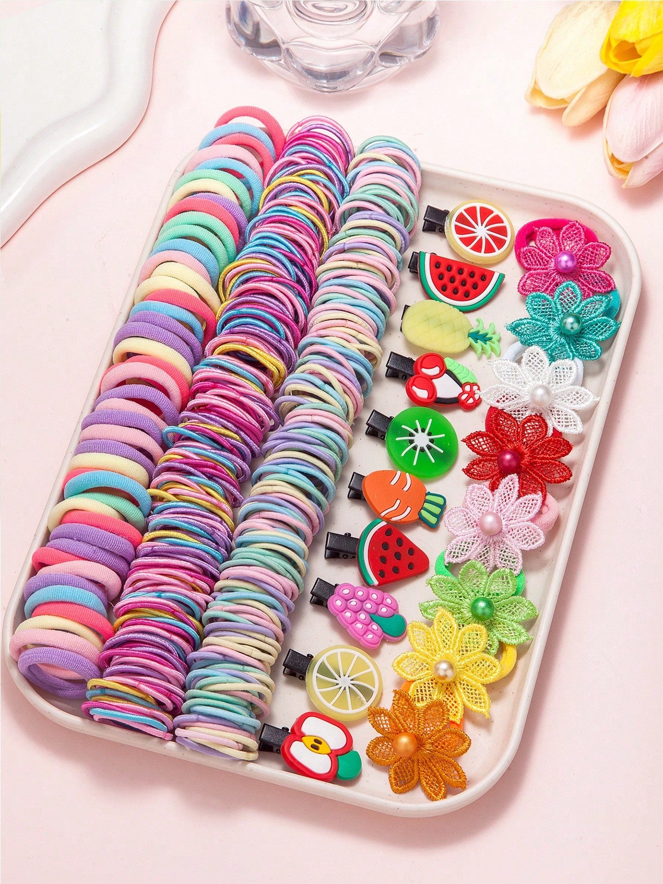 267pcs Kids Girls Multicolor Hair Scrunchies, Bow Hair Clips, Rabbit Ears Headbands, Hair Ties, Cute Hair Accessories Set