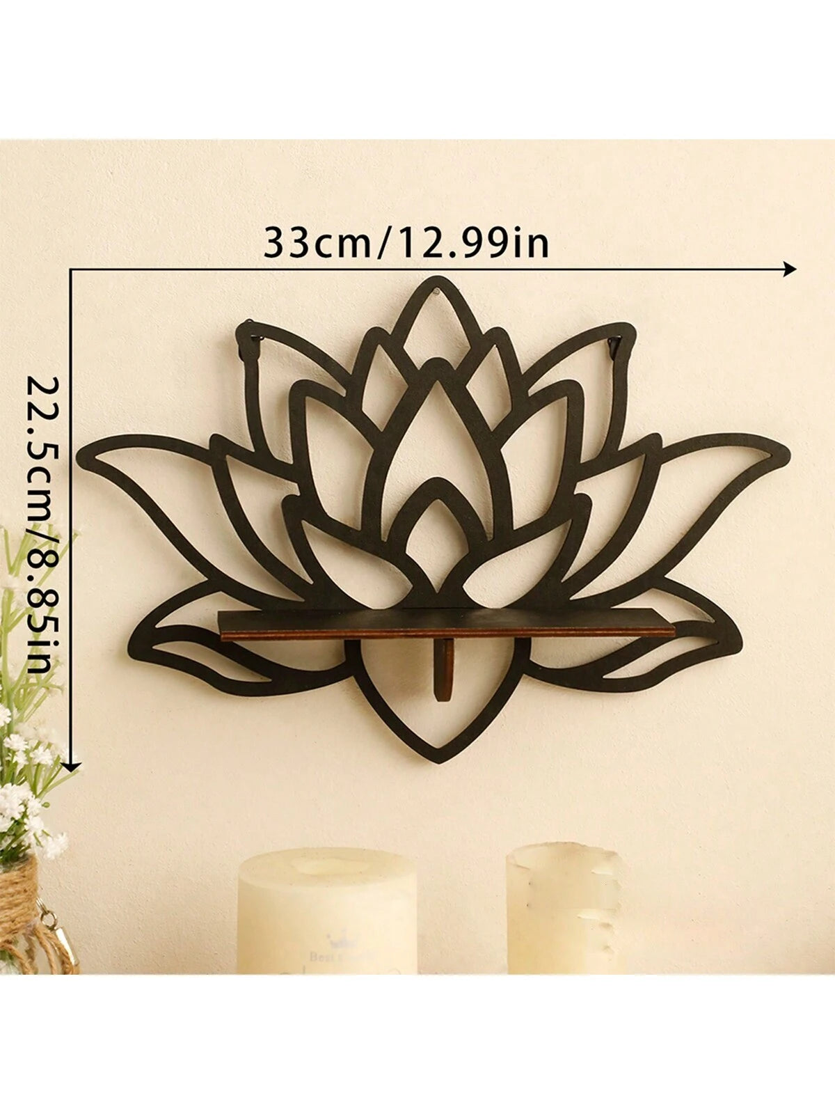 1pc Lotus Wood Candle Holder Wall Shelf, Minimalist Home Bedroom Wall Decor Craft Fall Home Decor 