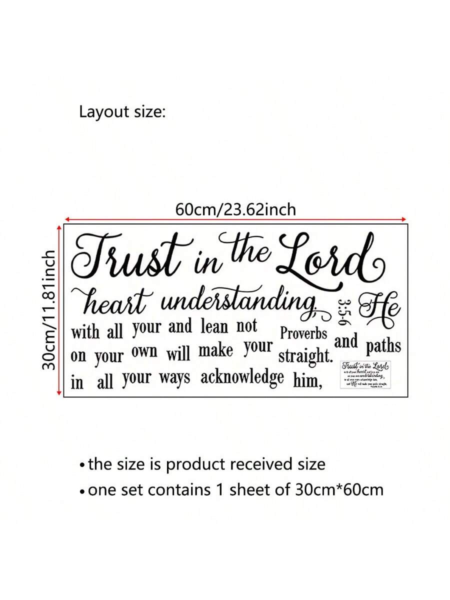 1pc Faithful Inspiration - Trust In The Lord Wall Sticker - Eye-Catching Design, Removable Self-Adhesive Decal - Heartfelt Slogan For Bedroom, Entryway, Living Room, Porch, Home Decor