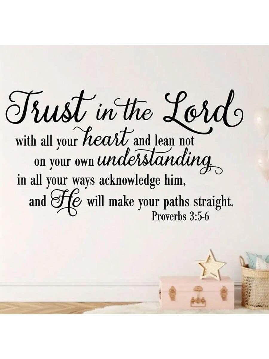 1pc Faithful Inspiration - Trust In The Lord Wall Sticker - Eye-Catching Design, Removable Self-Adhesive Decal - Heartfelt Slogan For Bedroom, Entryway, Living Room, Porch, Home Decor