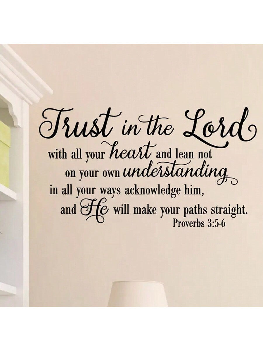 1pc Faithful Inspiration - Trust In The Lord Wall Sticker - Eye-Catching Design, Removable Self-Adhesive Decal - Heartfelt Slogan For Bedroom, Entryway, Living Room, Porch, Home Decor