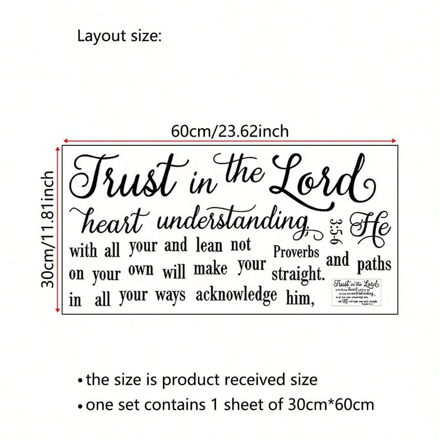 1pc Faithful Inspiration - Trust In The Lord Wall Sticker - Eye-Catching Design, Removable Self-Adhesive Decal - Heartfelt Slogan For Bedroom, Entryway, Living Room, Porch, Home Decor