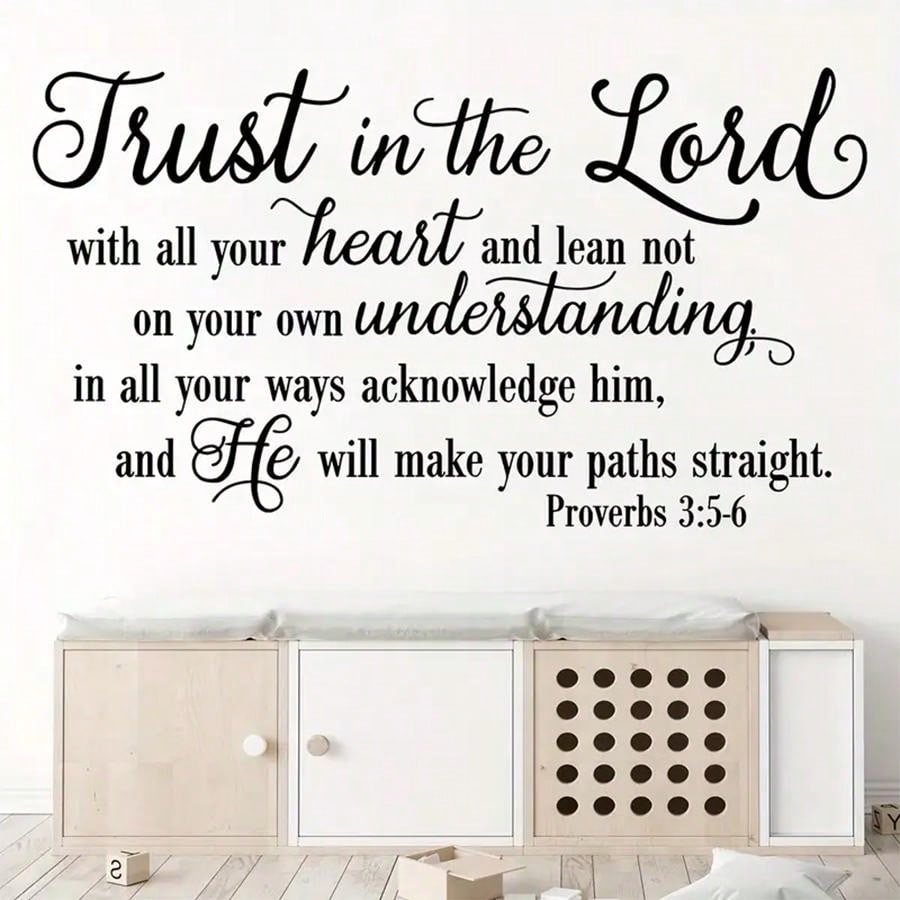 1pc Faithful Inspiration - Trust In The Lord Wall Sticker - Eye-Catching Design, Removable Self-Adhesive Decal - Heartfelt Slogan For Bedroom, Entryway, Living Room, Porch, Home Decor