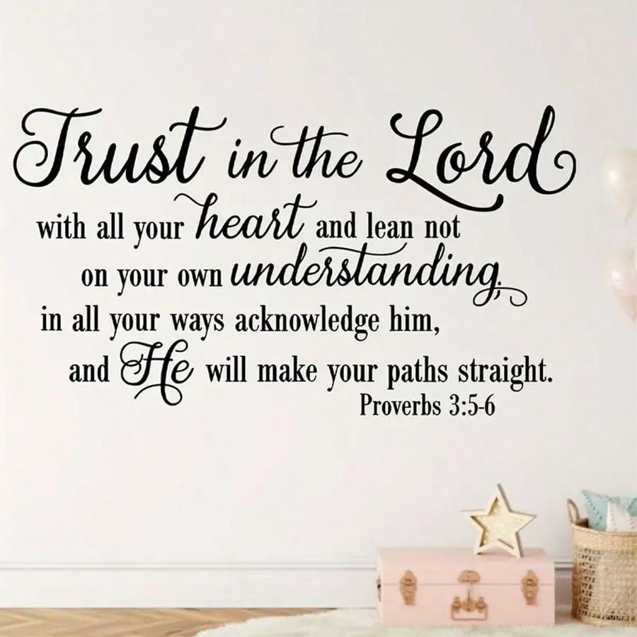 1pc Faithful Inspiration - Trust In The Lord Wall Sticker - Eye-Catching Design, Removable Self-Adhesive Decal - Heartfelt Slogan For Bedroom, Entryway, Living Room, Porch, Home Decor