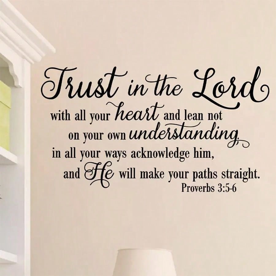 1pc Faithful Inspiration - Trust In The Lord Wall Sticker - Eye-Catching Design, Removable Self-Adhesive Decal - Heartfelt Slogan For Bedroom, Entryway, Living Room, Porch, Home Decor