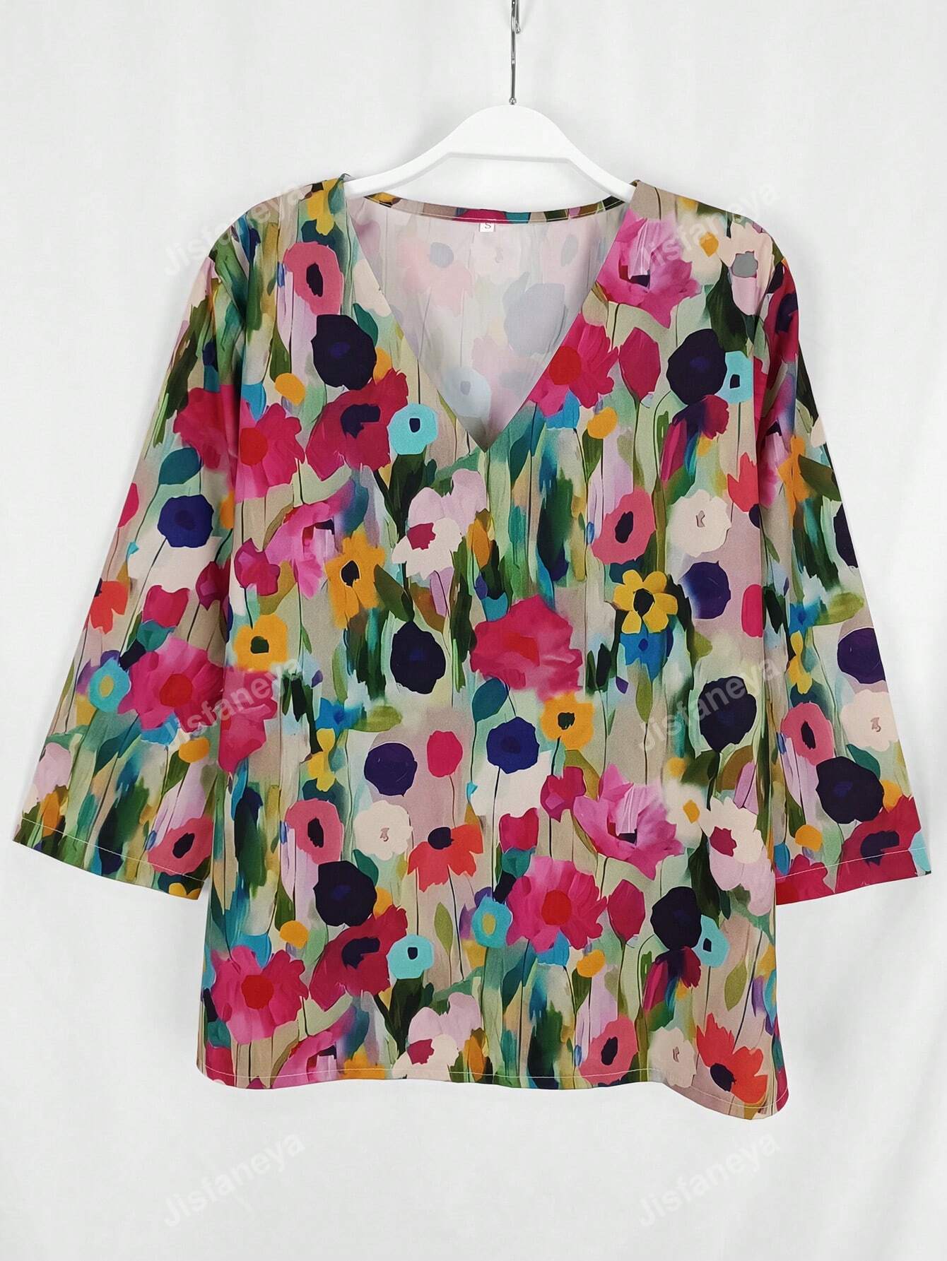 Women's Casual Flower Print Shirt (Non-Positioned Print)