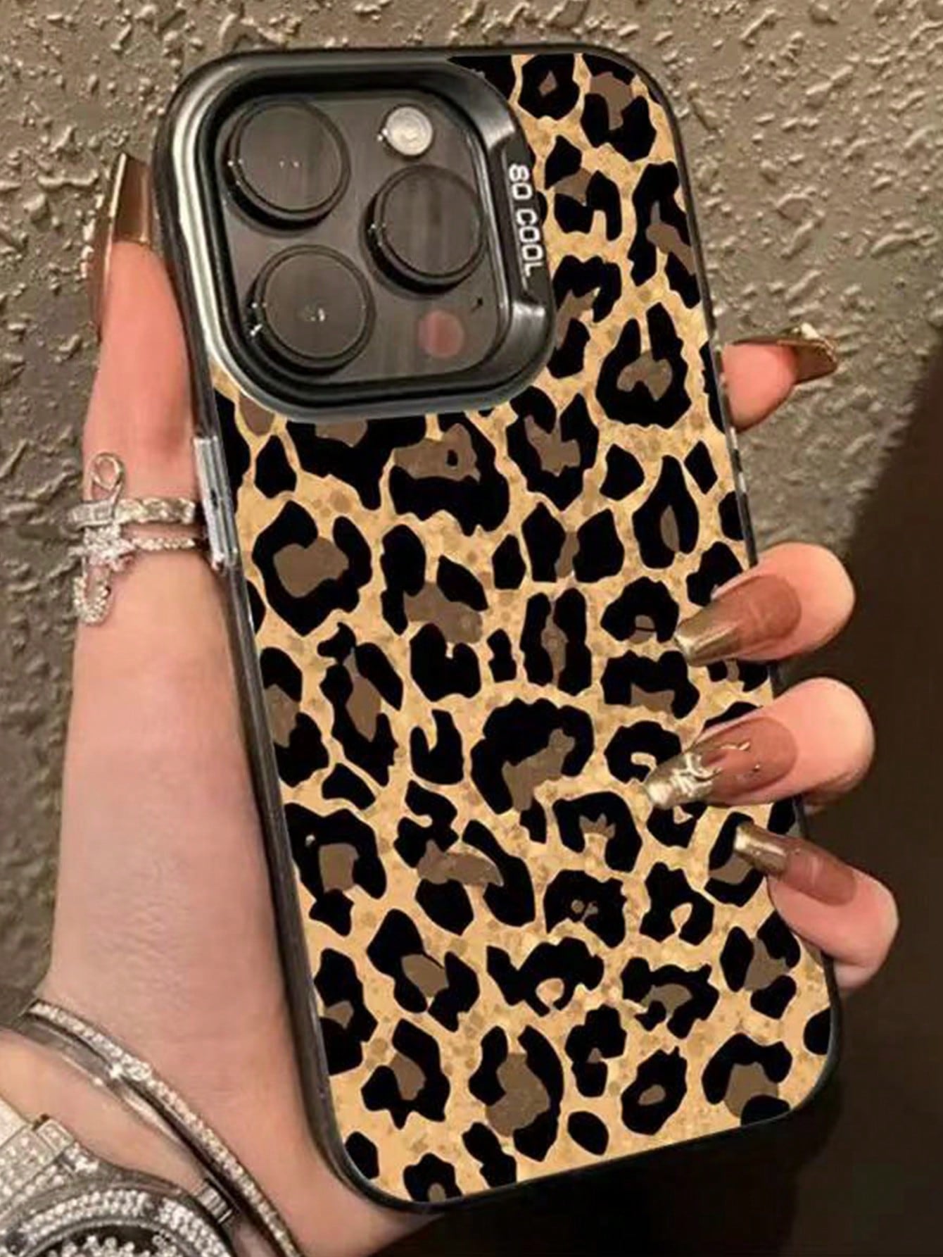 1pc Black Leopard Print Pattern Silicone Shockproof Phone Case For Apple IPhone 16, 15, 14, 13, 12, 11 Pro Max