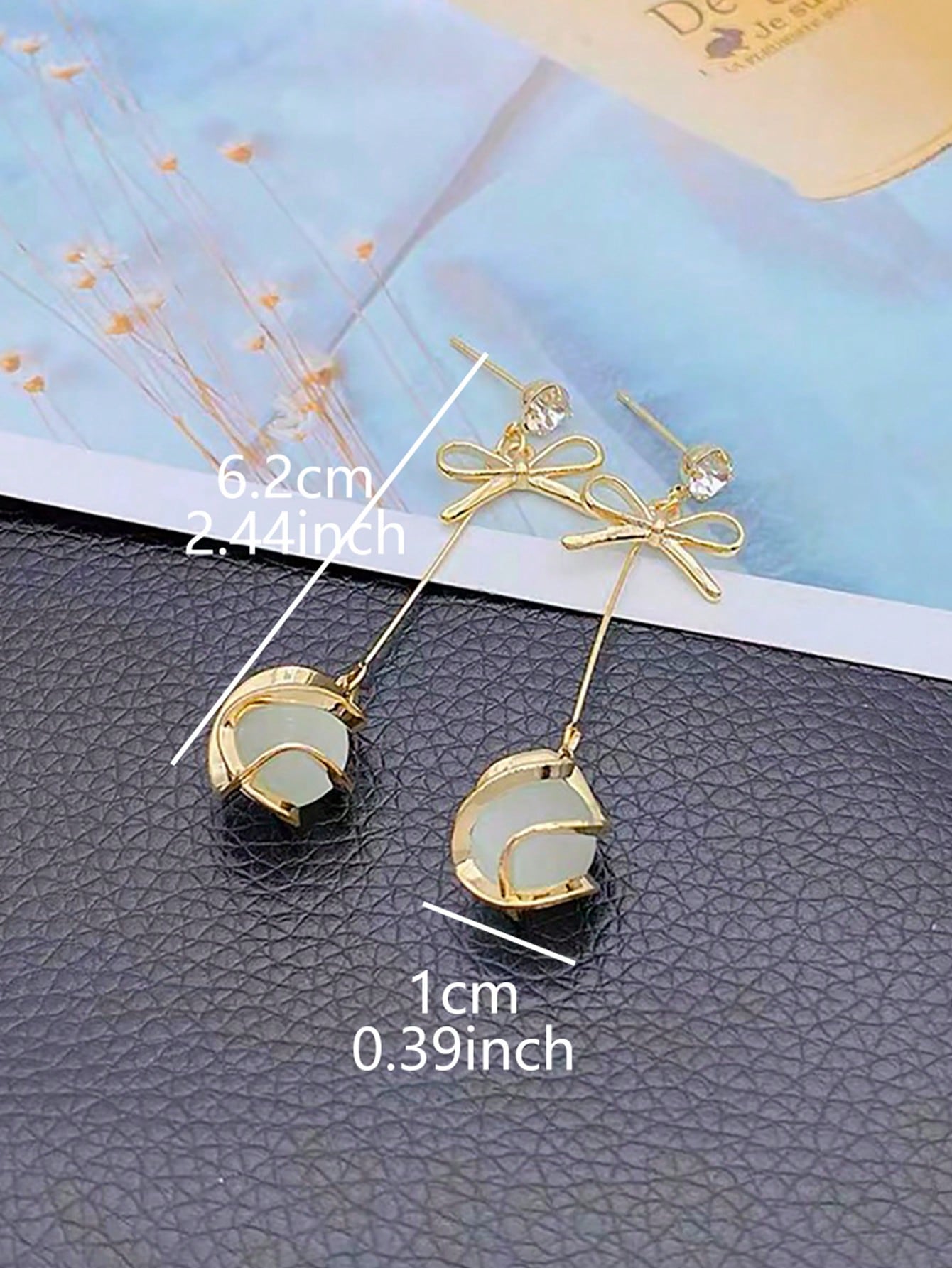 1pair Elegant Bowknot Cat's Eye Copper Earrings For Women's Daily Party Holidays