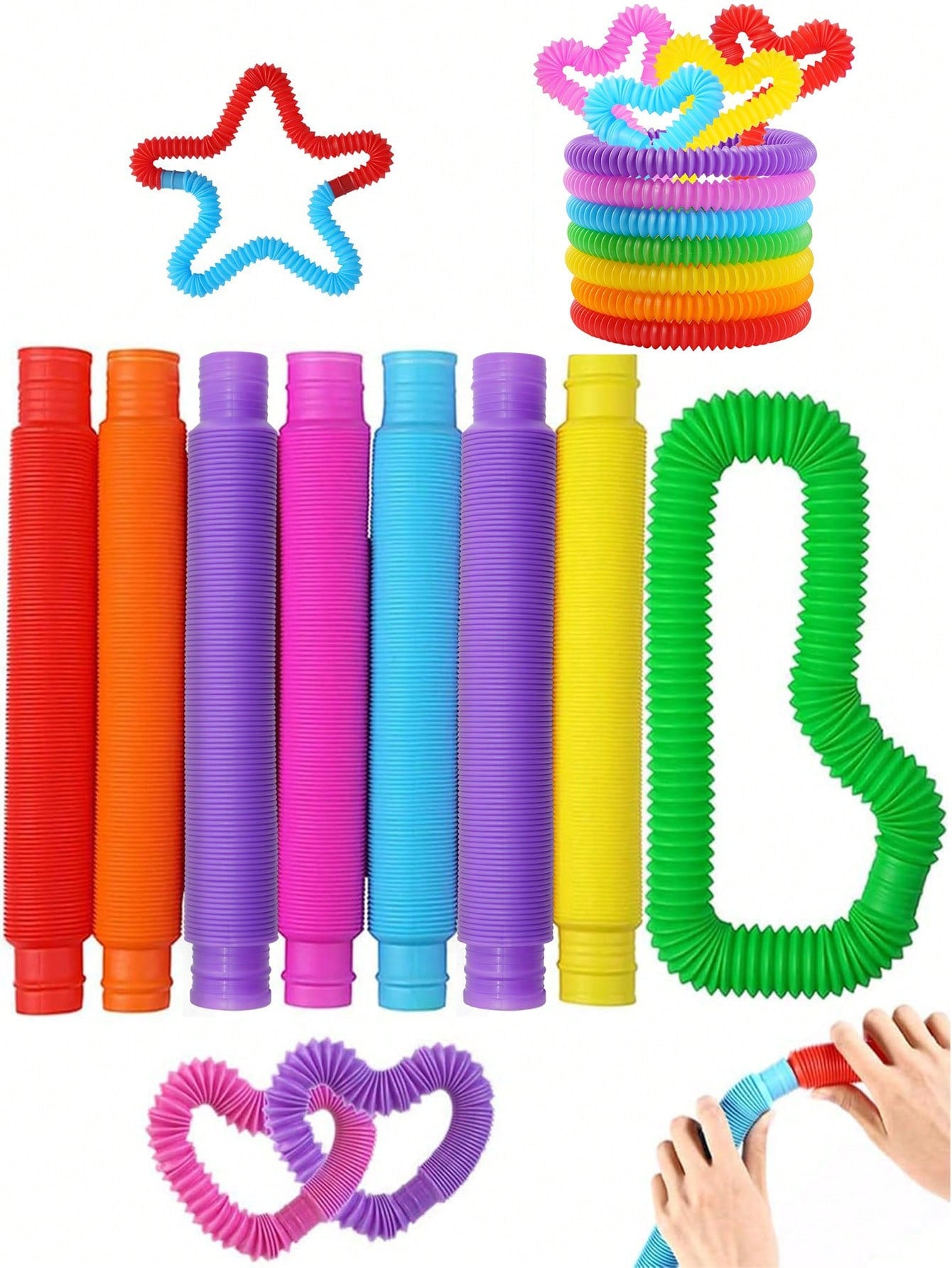 16/24pcs Stress Relief Stretch Pipe Toy, A Toy Loved By The Whole Family. Inspiring And Imaginative Creative Play,  Sensory Toys, Connect, Stretch, Twist And Pop, Party Gift, Gift Class Gift Bag Fillers, ADHD Anxiety Relief Toys. Adults Only,Christmas