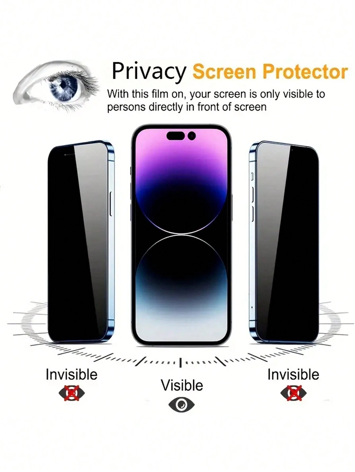 2 In 1 [Privacy Glass + Lens Glass Film] Full Cover Privacy Protection Screen Protector Tempered Glass Protector Compatible With Apple IPhone 14/ 14 Pro / 14 Pro Max / 14 Plus 16promax 12 13 14 PRO MAX ProMax / 13Pro 14Pro 12Pro Double Layer 3D Clear Came