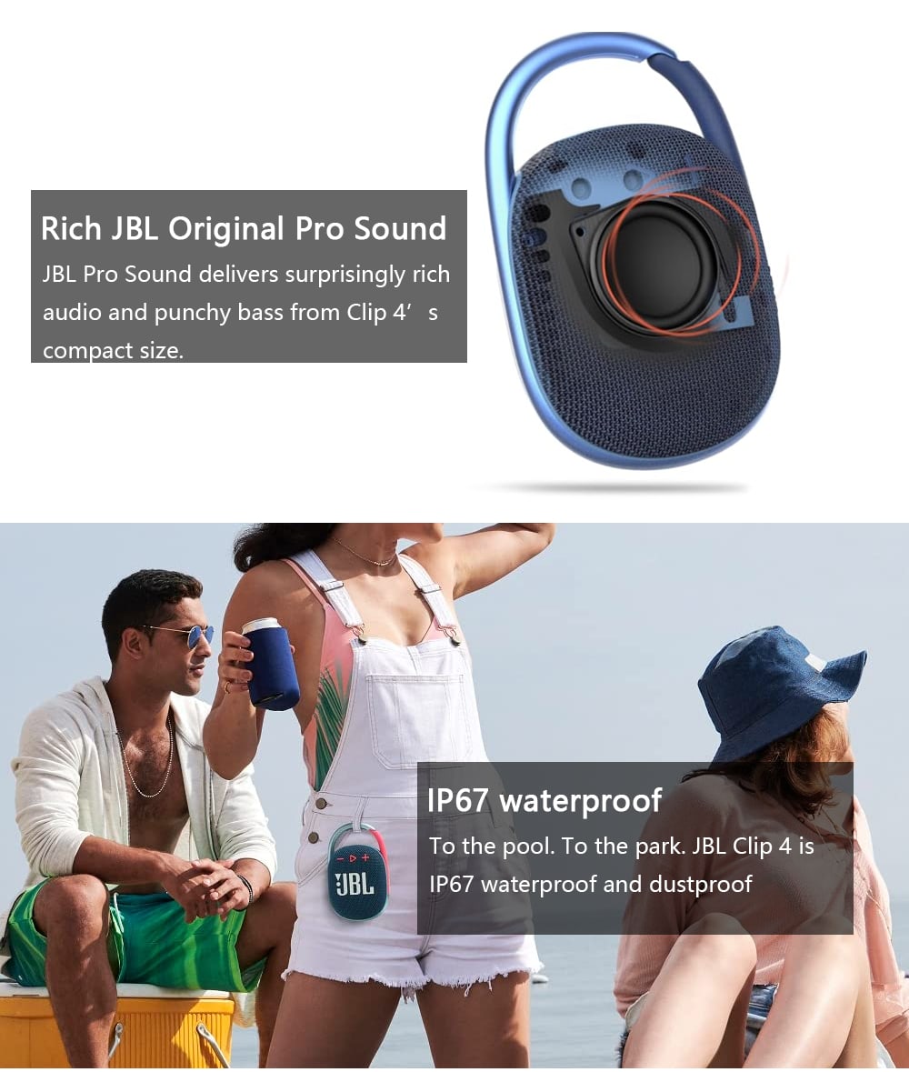 JBL CLIP 4 Bluetooth Speakers IP67 Waterproof/10 Hours Of Playtime Outdoor Travel Portable Mini Wireless Speaker Original JBL