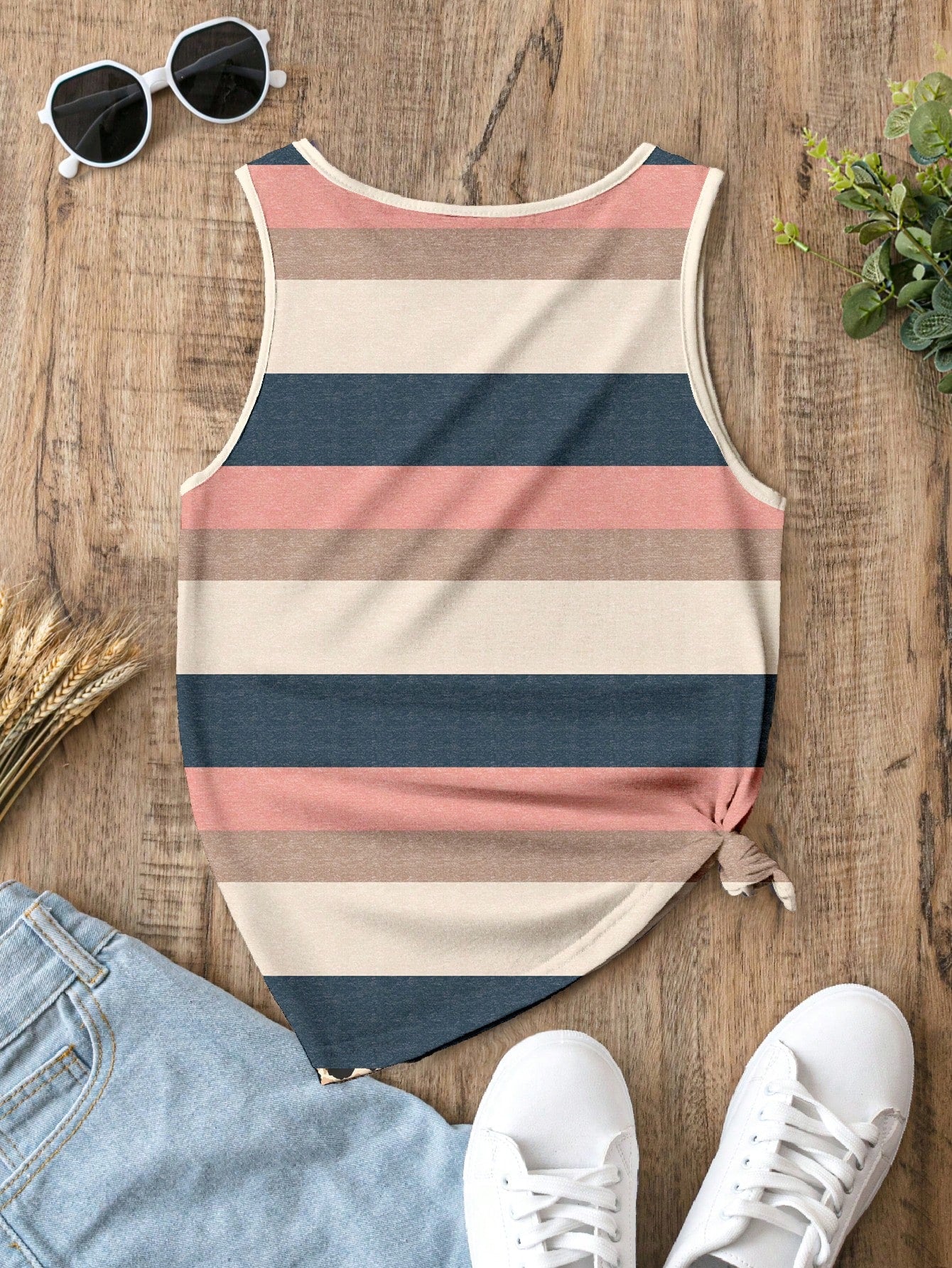 LUNE Women's Colorful Striped Casual Tank Top For Summer