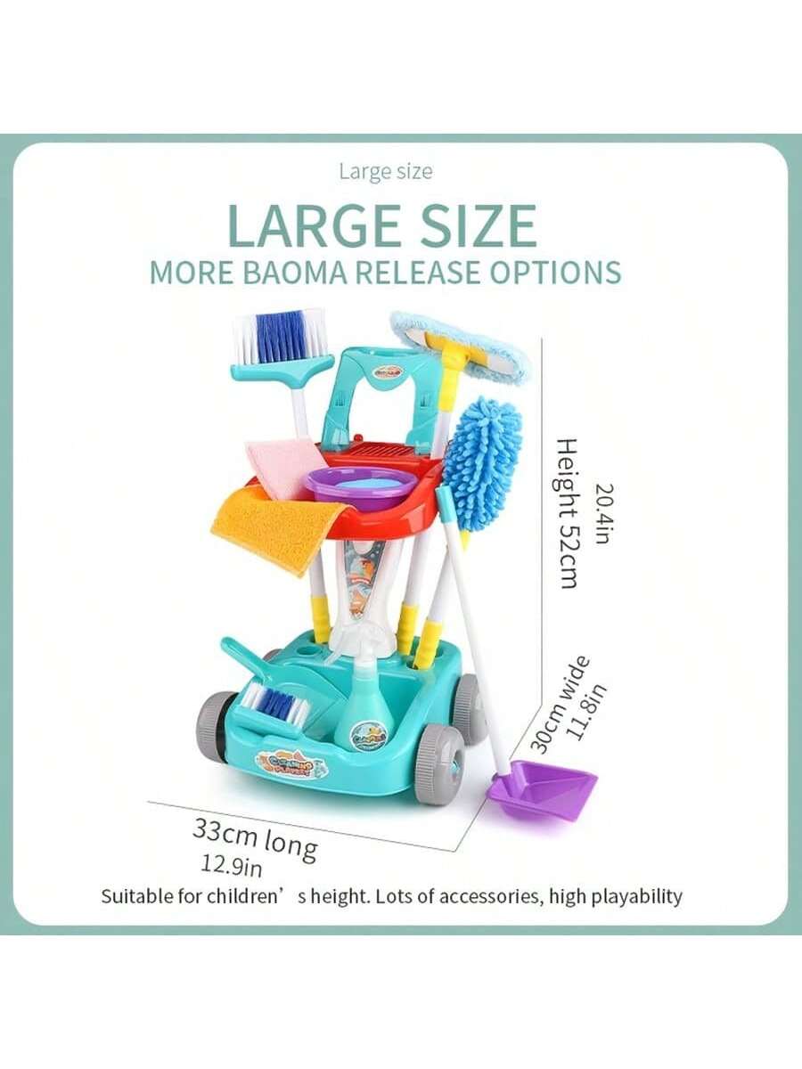 Kids Pretend Play Butler Car Cleaning Toy Set, Toddler Broom Toy, Children Room Cleaning Playset, Christmas Birthday Gift For Boys Girls (Style