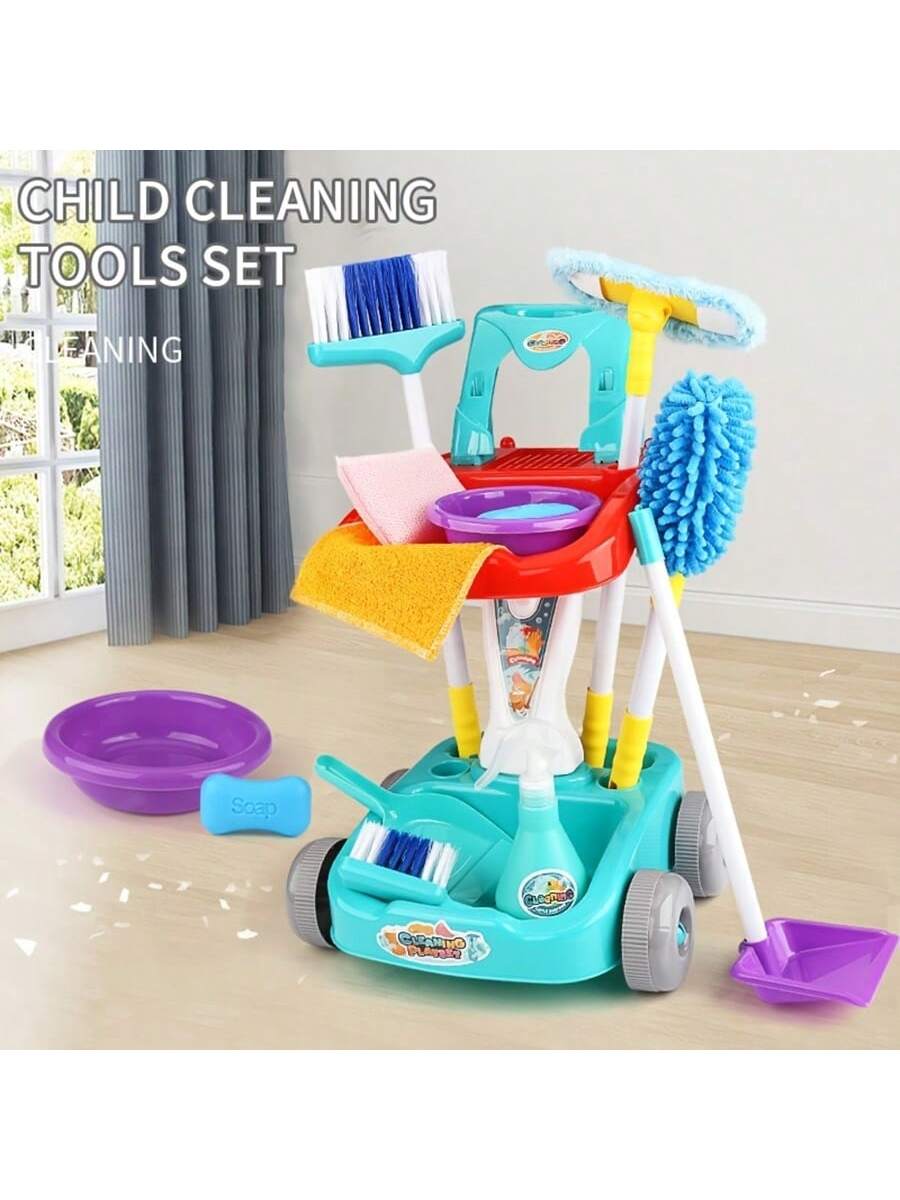 Kids Pretend Play Butler Car Cleaning Toy Set, Toddler Broom Toy, Children Room Cleaning Playset, Christmas Birthday Gift For Boys Girls (Style