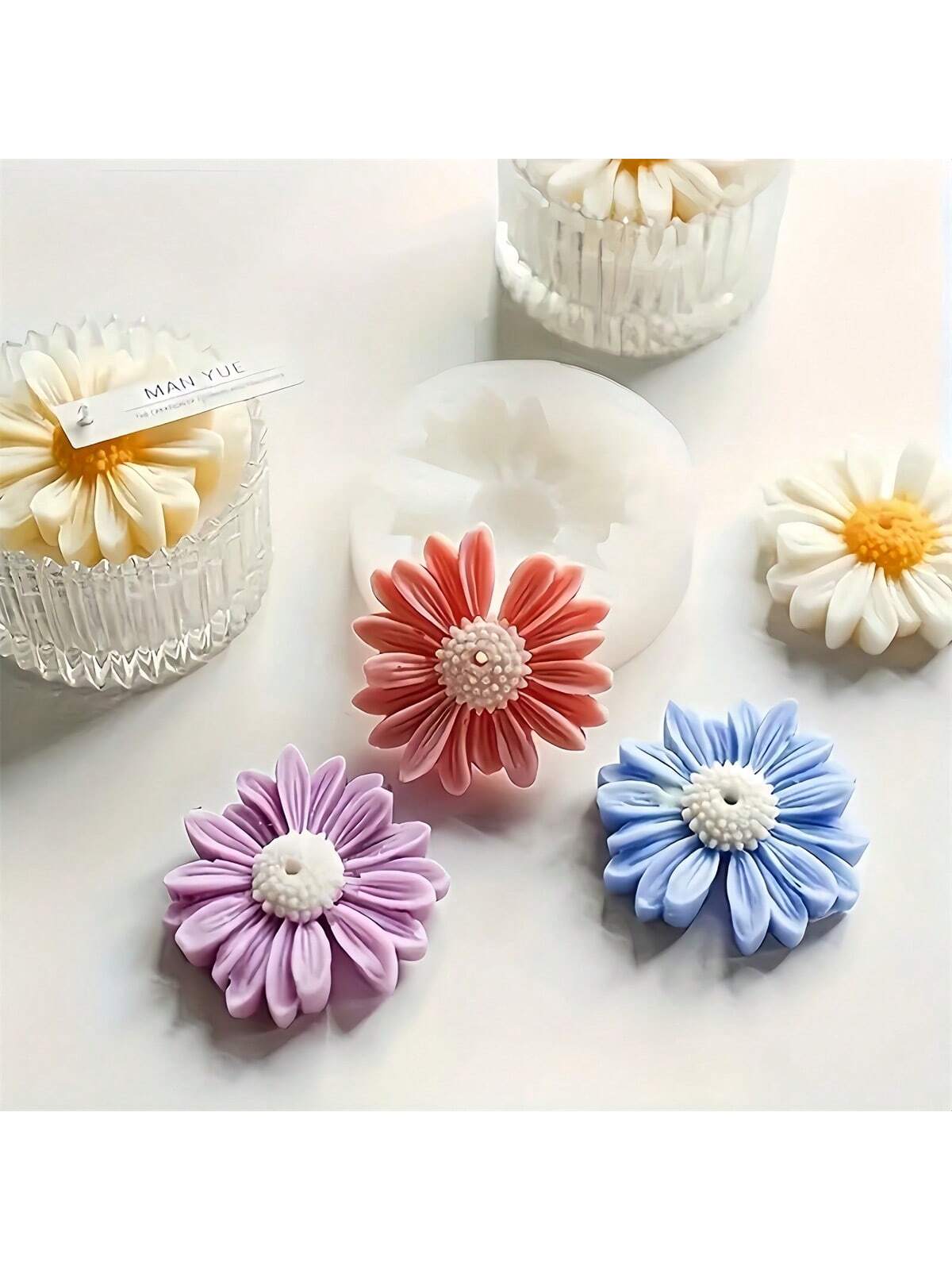 1pc Large Daisy Shaped Silicone Mold, DIY Candle Making, Wax Melts, Plaster Craft Decor