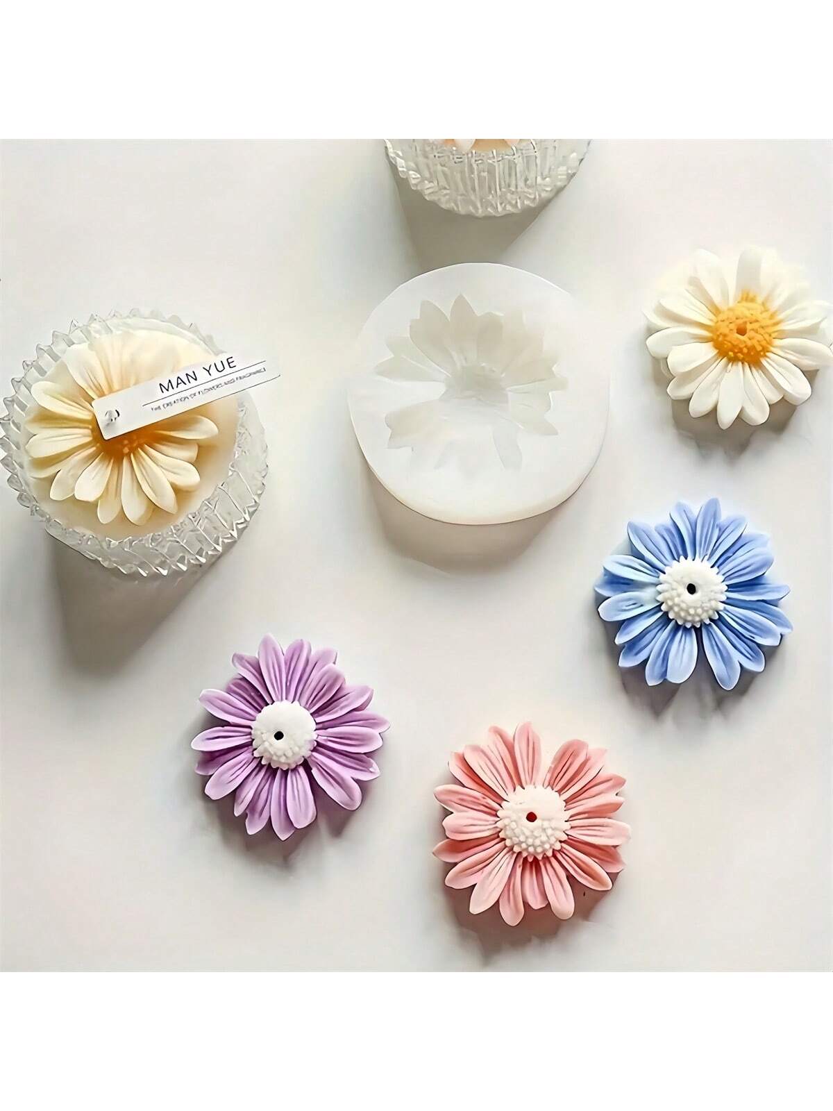 1pc Large Daisy Shaped Silicone Mold, DIY Candle Making, Wax Melts, Plaster Craft Decor