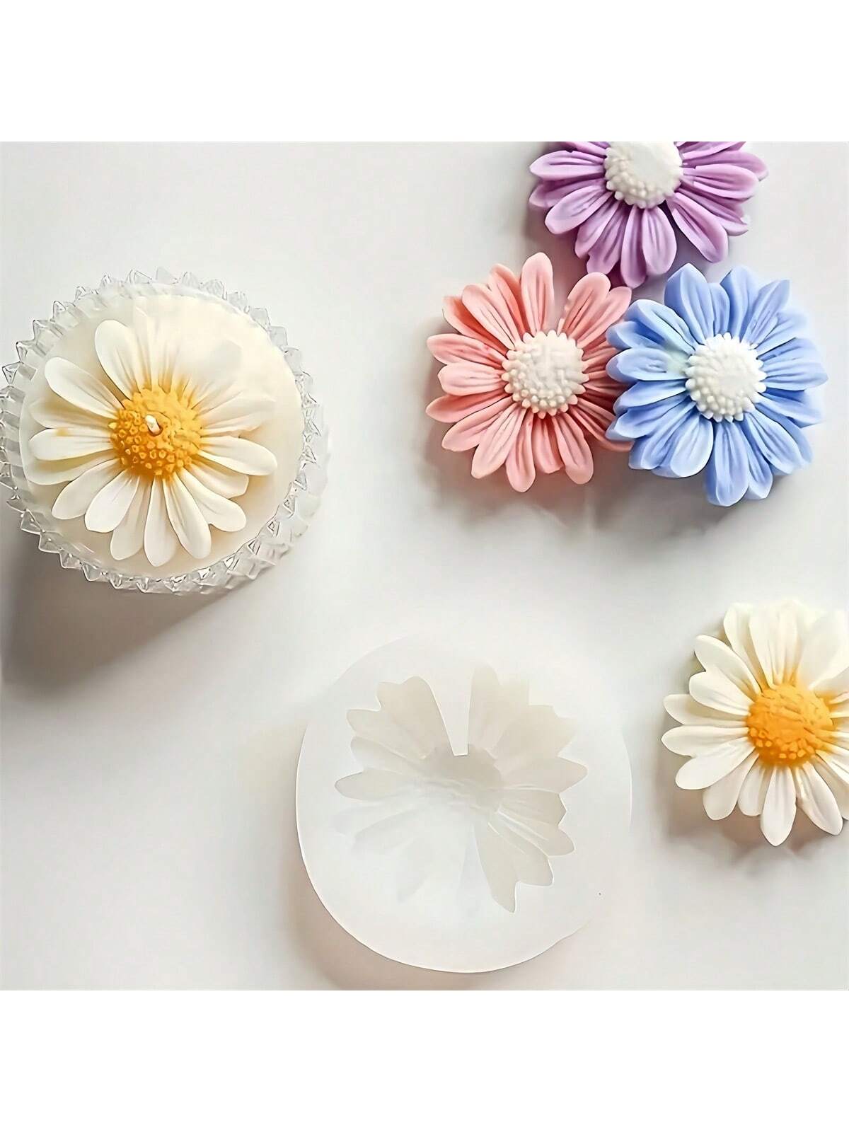 1pc Large Daisy Shaped Silicone Mold, DIY Candle Making, Wax Melts, Plaster Craft Decor