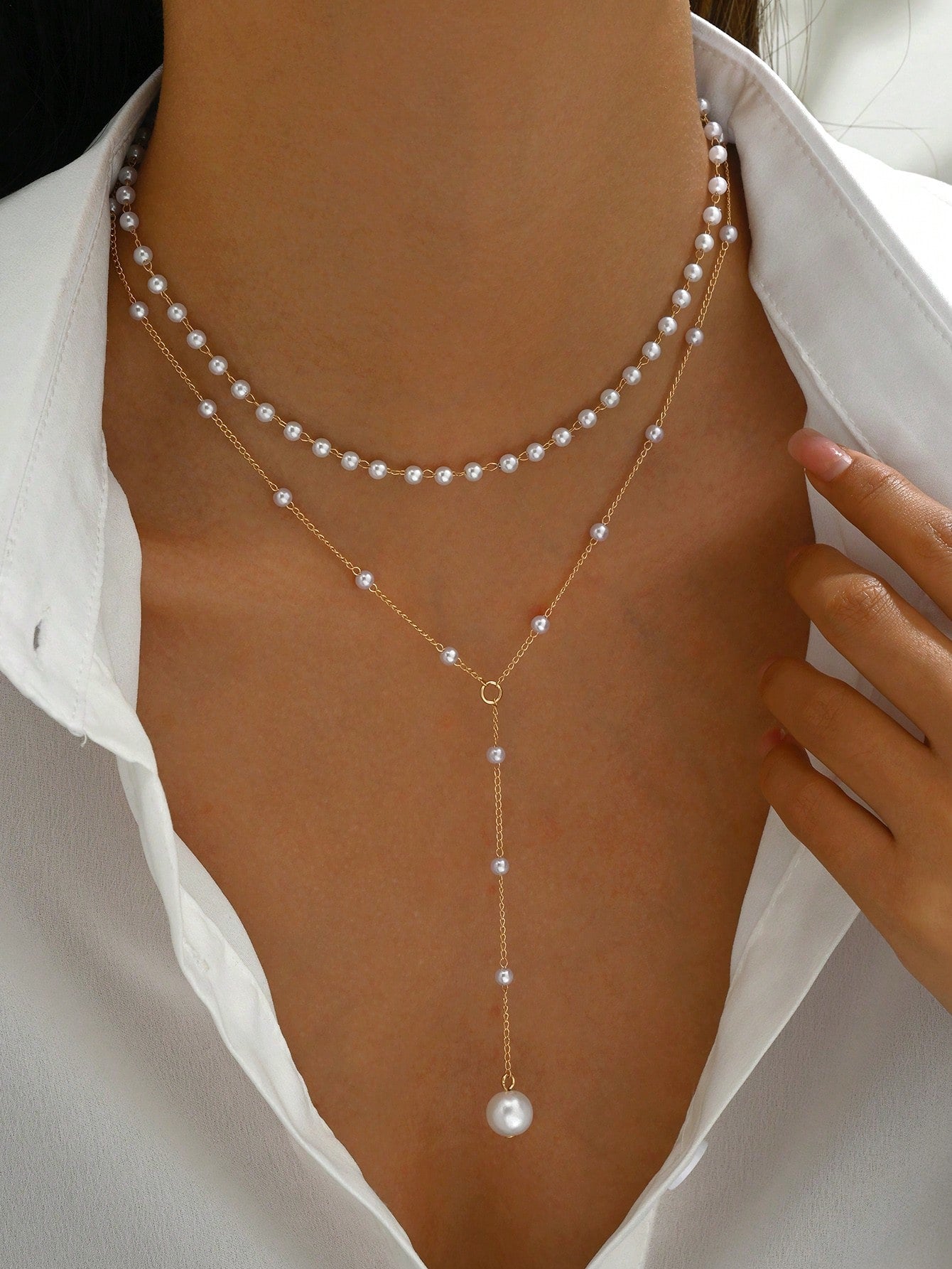 1 Fashionable And Elegant Y-Shaped Design Multi-Layered Necklace Suitable For Women's Daily Wear