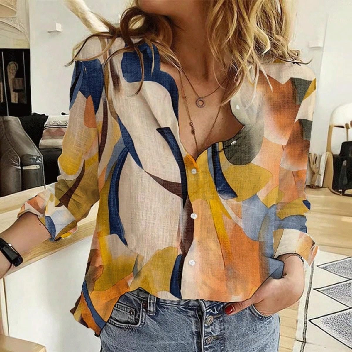 Women's Fashion New Single-Breasted Long Sleeve Shirt