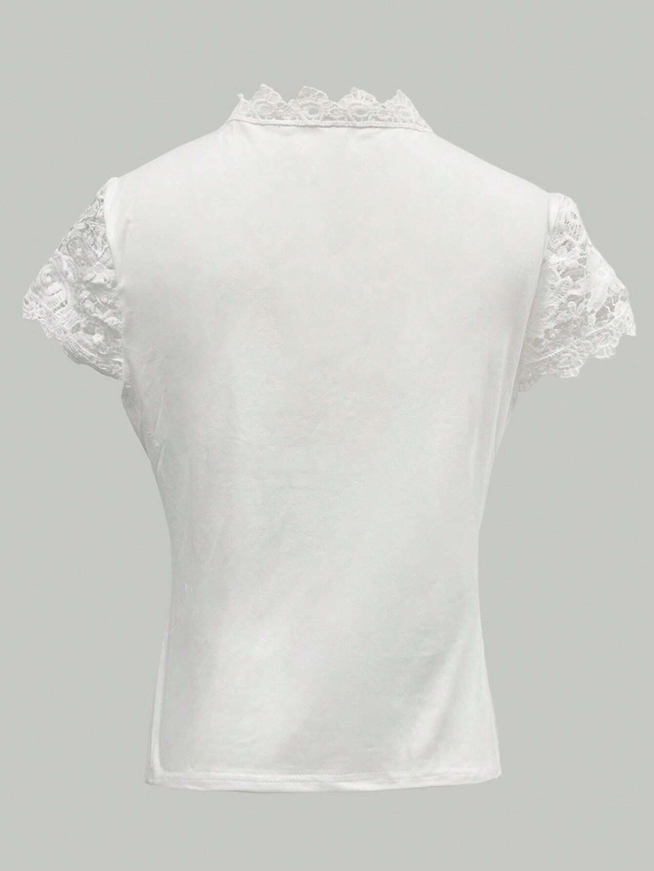 Women's Solid Color Lace Shirt