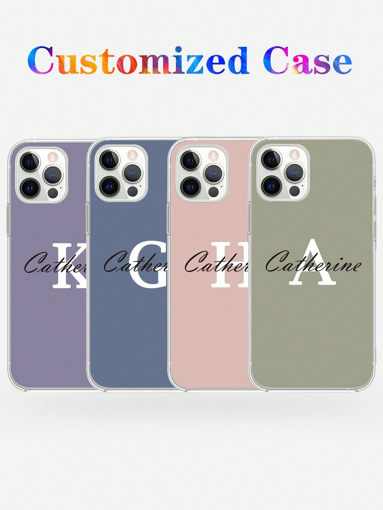 Customized Fashionable Colorful Transparent Full Coverage TPU Soft Protective Phone Case With Letter/Name Designs, For IPhone 11/13/14/15 Pro Max