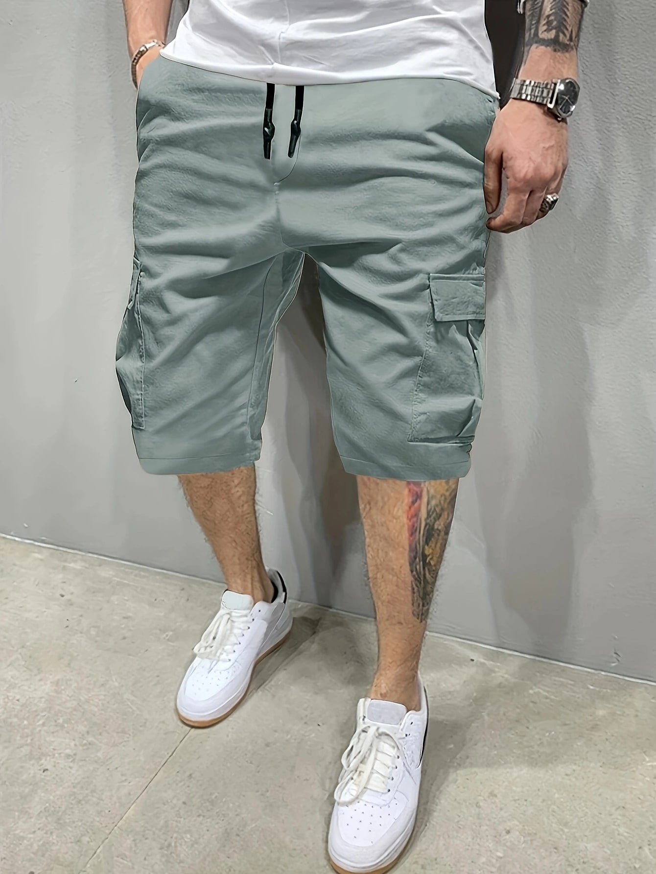 Cargo Shorts Classic Design, Men's Casual Multi-Pocket Drawstring Waist Cargo Shorts, Suitable For Outdoor Wear In Summer