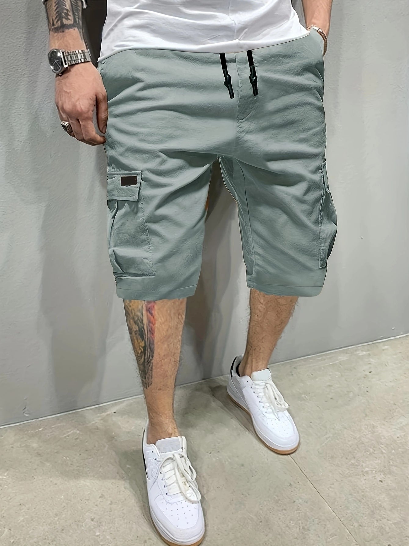 Cargo Shorts Classic Design, Men's Casual Multi-Pocket Drawstring Waist Cargo Shorts, Suitable For Outdoor Wear In Summer