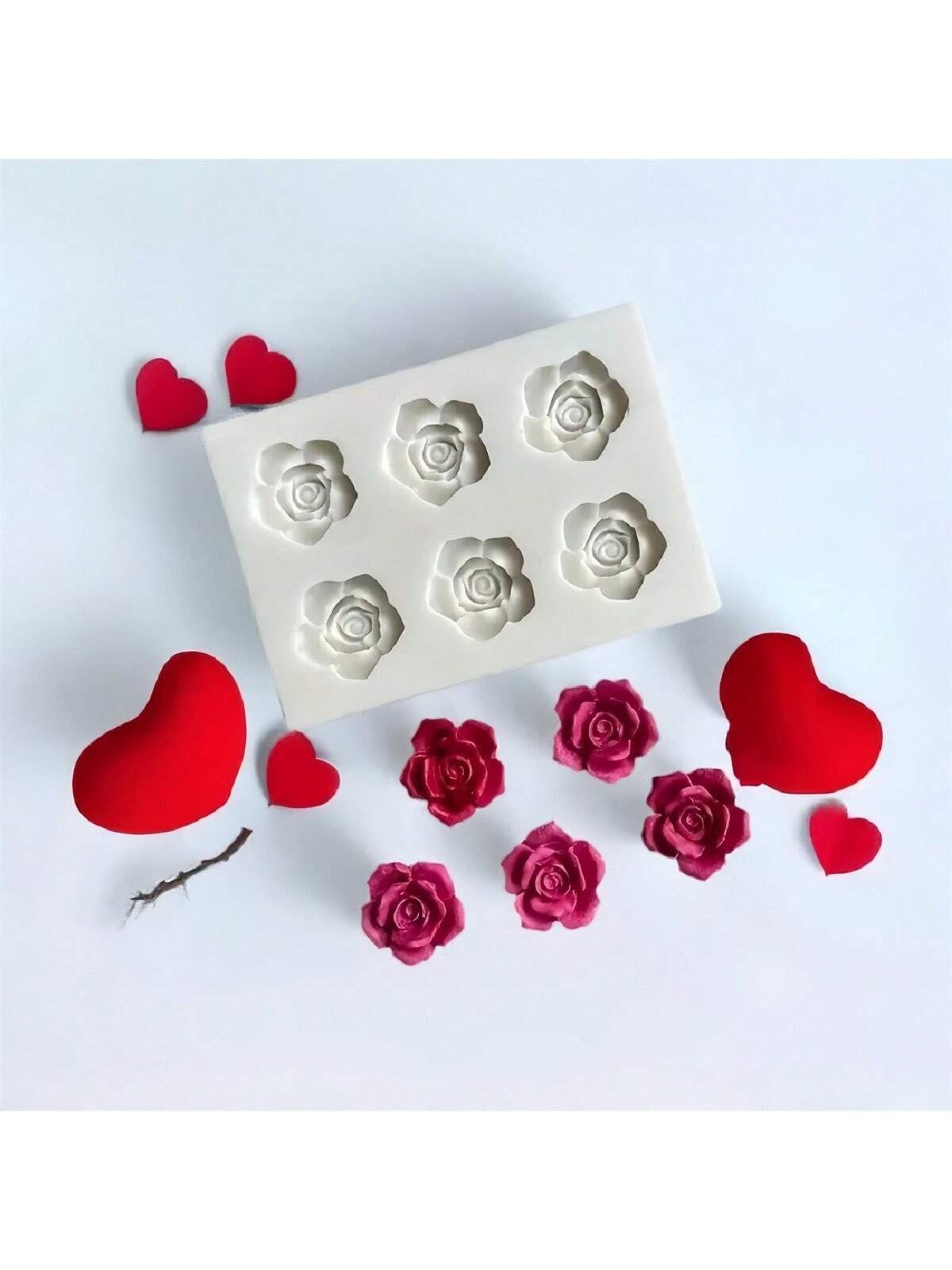 1pc Rose & Plum Blossom Shaped Silicone Mold For DIY 3D Flower Clay, Suitable For Valentine''s Day, Mother''s Day, Birthday Decoration