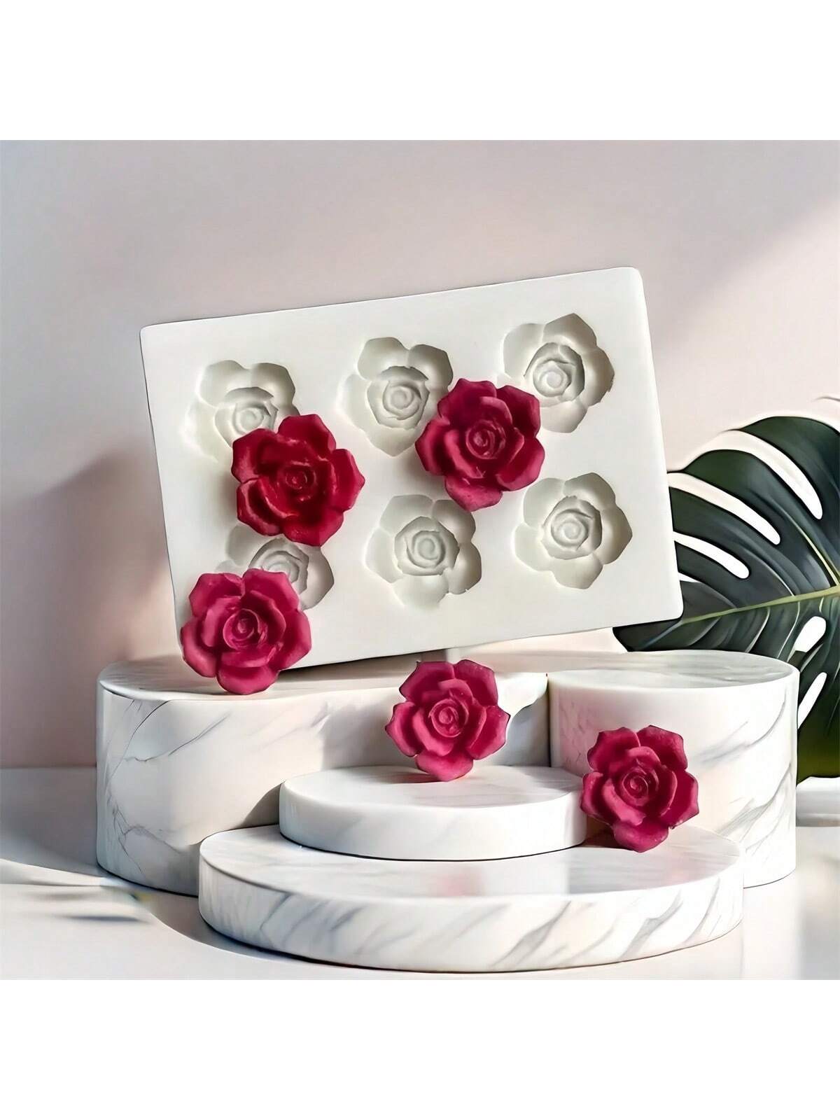 1pc Rose & Plum Blossom Shaped Silicone Mold For DIY 3D Flower Clay, Suitable For Valentine''s Day, Mother''s Day, Birthday Decoration