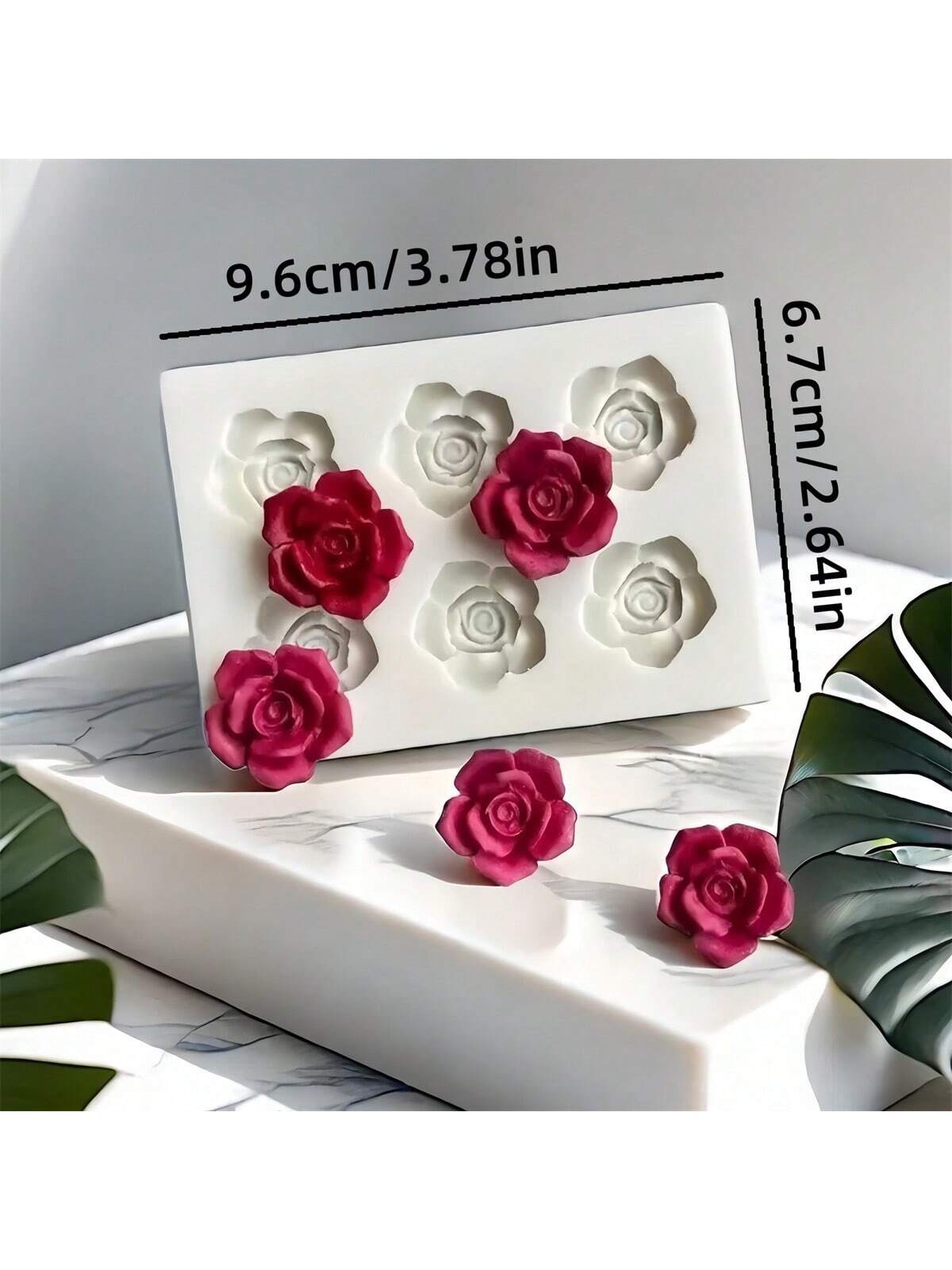 1pc Rose & Plum Blossom Shaped Silicone Mold For DIY 3D Flower Clay, Suitable For Valentine''s Day, Mother''s Day, Birthday Decoration