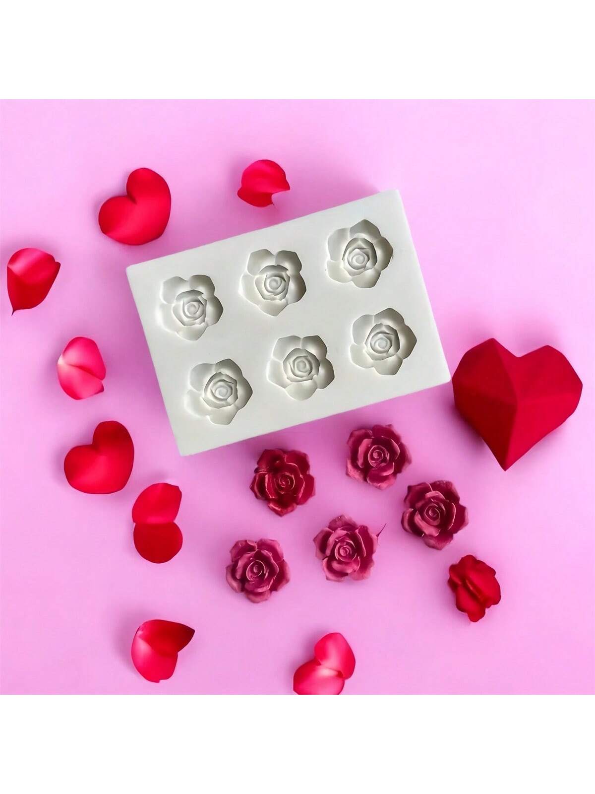 1pc Rose & Plum Blossom Shaped Silicone Mold For DIY 3D Flower Clay, Suitable For Valentine''s Day, Mother''s Day, Birthday Decoration