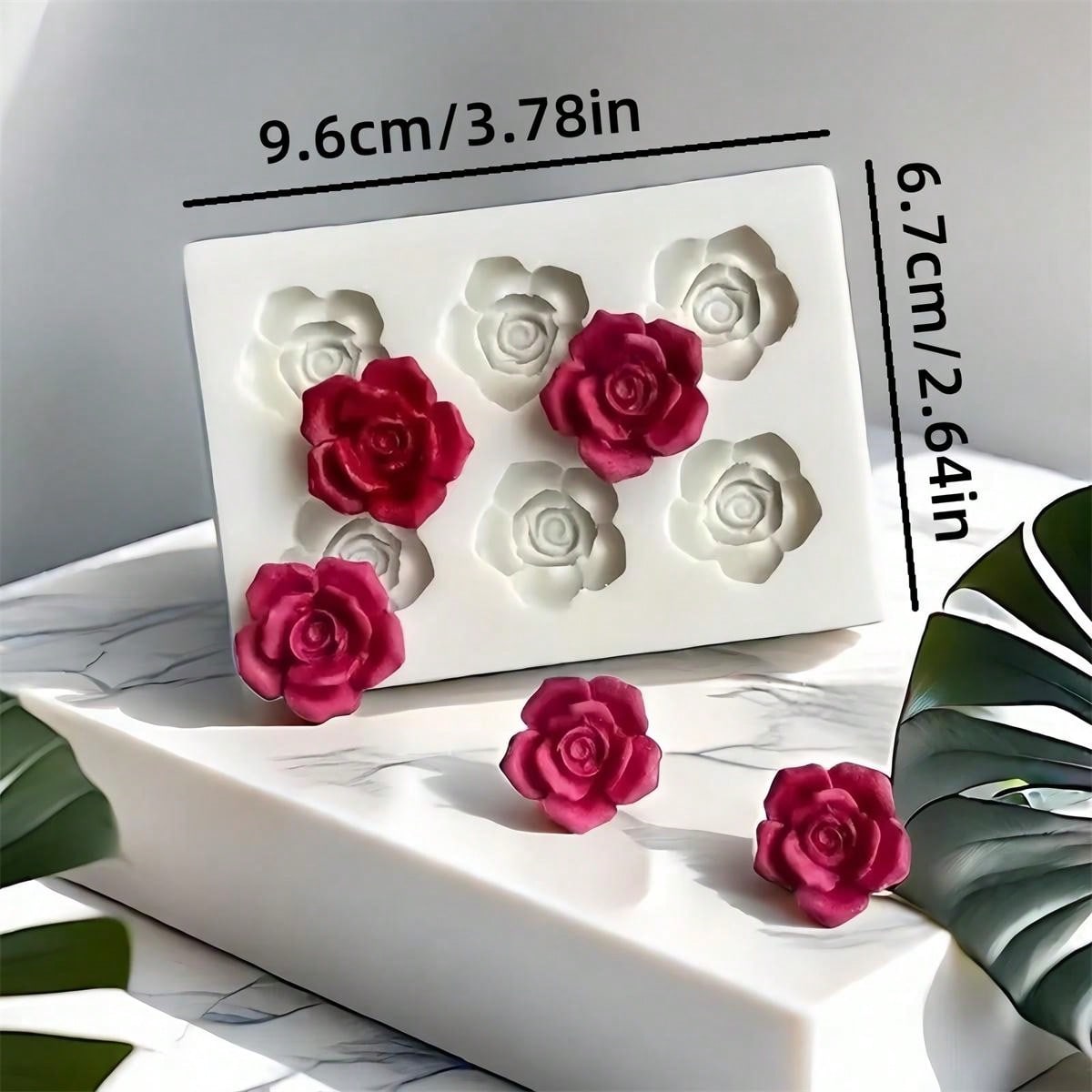 1pc Rose & Plum Blossom Shaped Silicone Mold For DIY 3D Flower Clay, Suitable For Valentine''s Day, Mother''s Day, Birthday Decoration