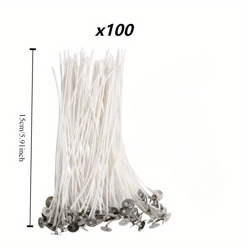 100pcs Pre-Waxed Candle Wicks - Smokeless, Pure Core for DIY Candle Making & Party Supplies