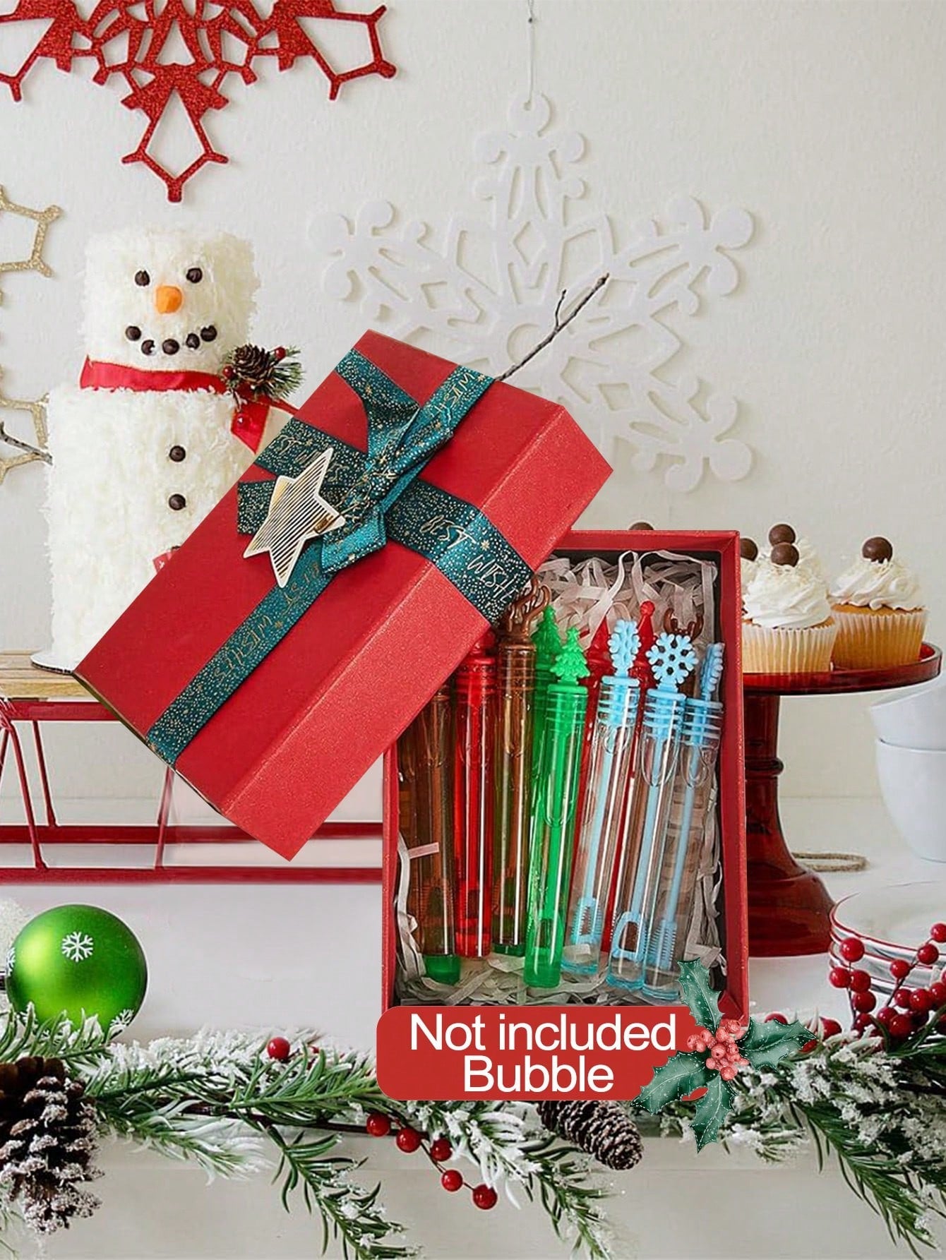 10/20pcs Christmas Bubble Wands, Mini Bubble Wands Bulk For Christmas, Christmas Toys Gift For Party Supplies Classroom Rewards Sock Fillers Gifts, 4 Style,Christmas