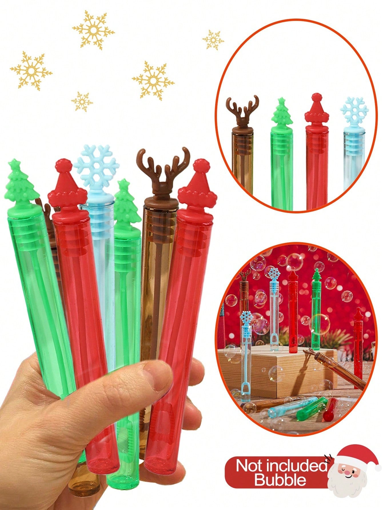 10/20pcs Christmas Bubble Wands, Mini Bubble Wands Bulk For Christmas, Christmas Toys Gift For Party Supplies Classroom Rewards Sock Fillers Gifts, 4 Style,Christmas