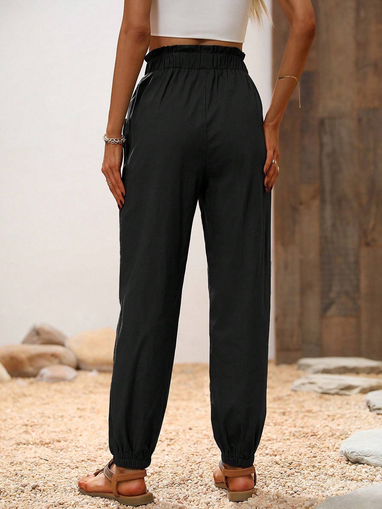 LUNE Paperbag Waist Knot Front Pants